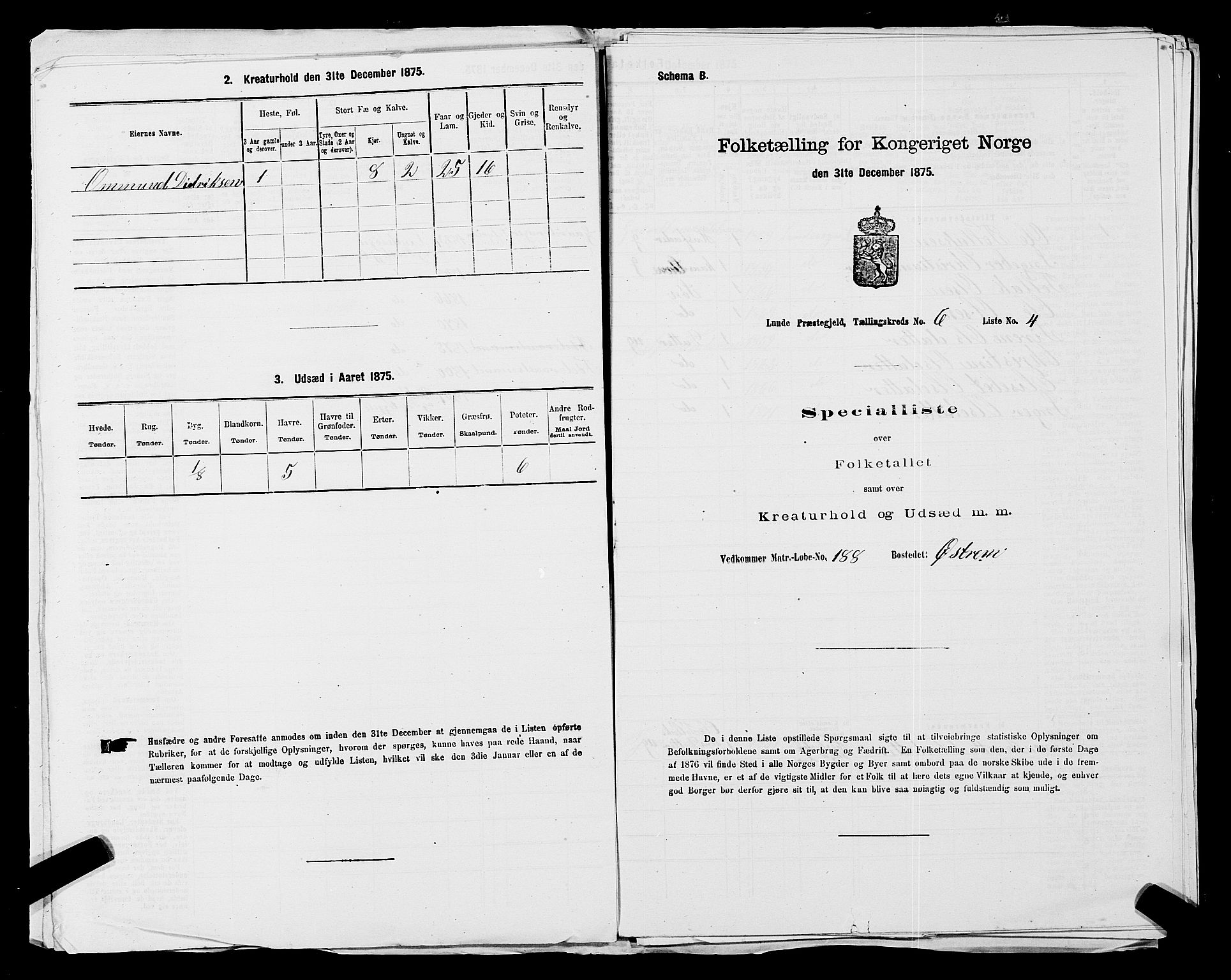 SAST, Folketelling 1875 for 1112P Lund prestegjeld, 1875, s. 555