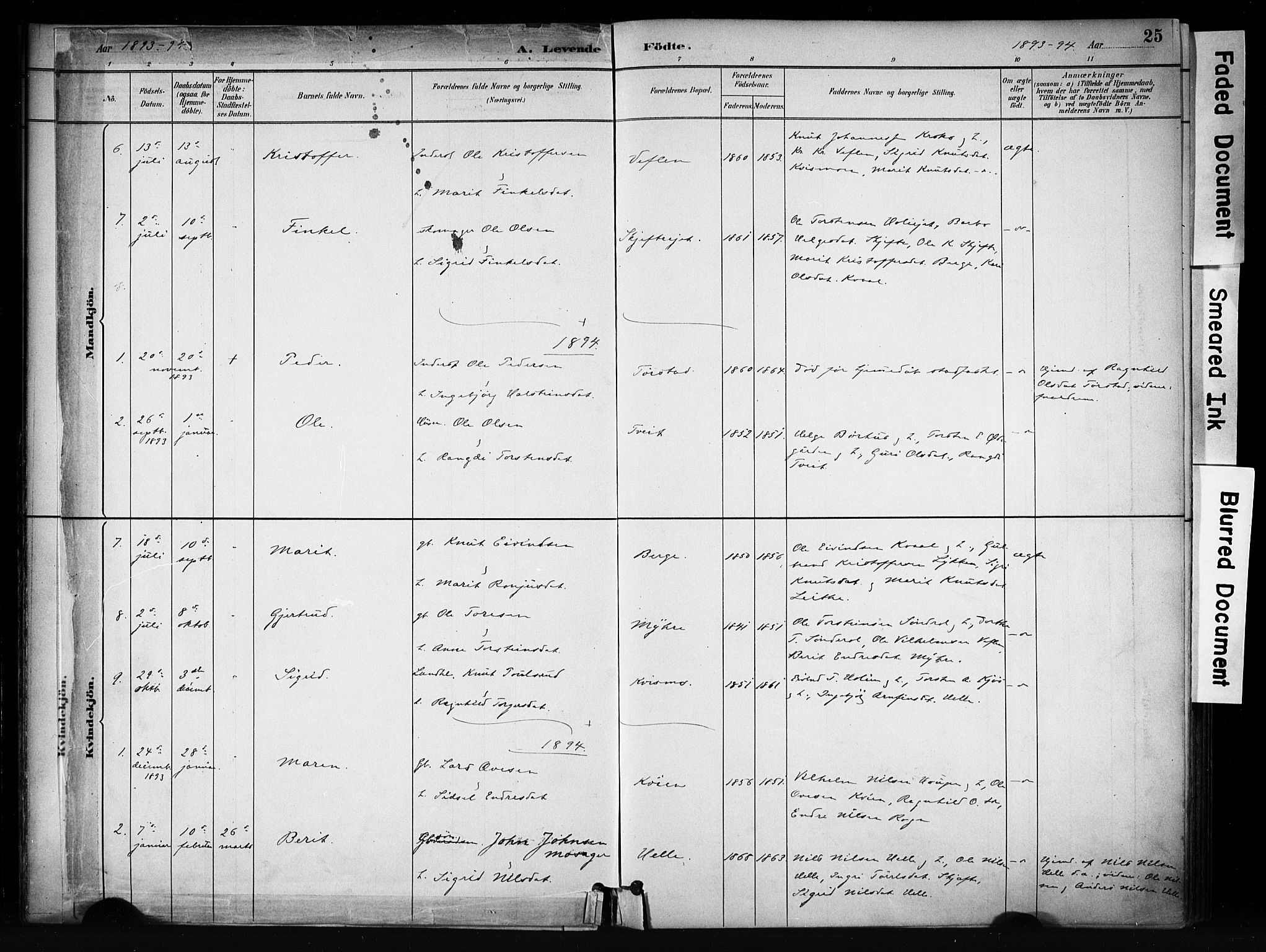 Vang prestekontor, Valdres, AV/SAH-PREST-140/H/Ha/L0009: Ministerialbok nr. 9, 1882-1914, s. 25