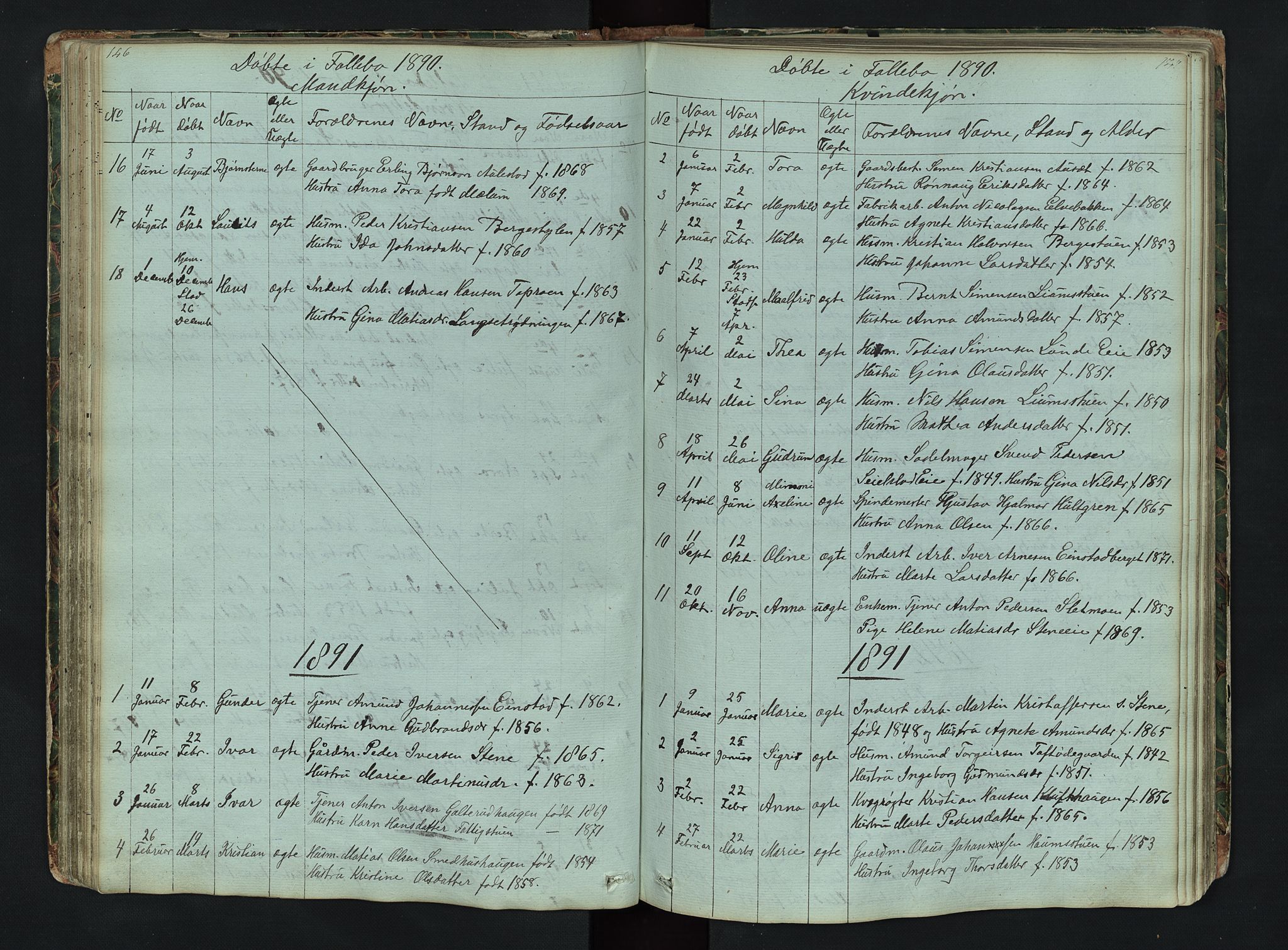 Gausdal prestekontor, AV/SAH-PREST-090/H/Ha/Hab/L0006: Klokkerbok nr. 6, 1846-1893, s. 146-147