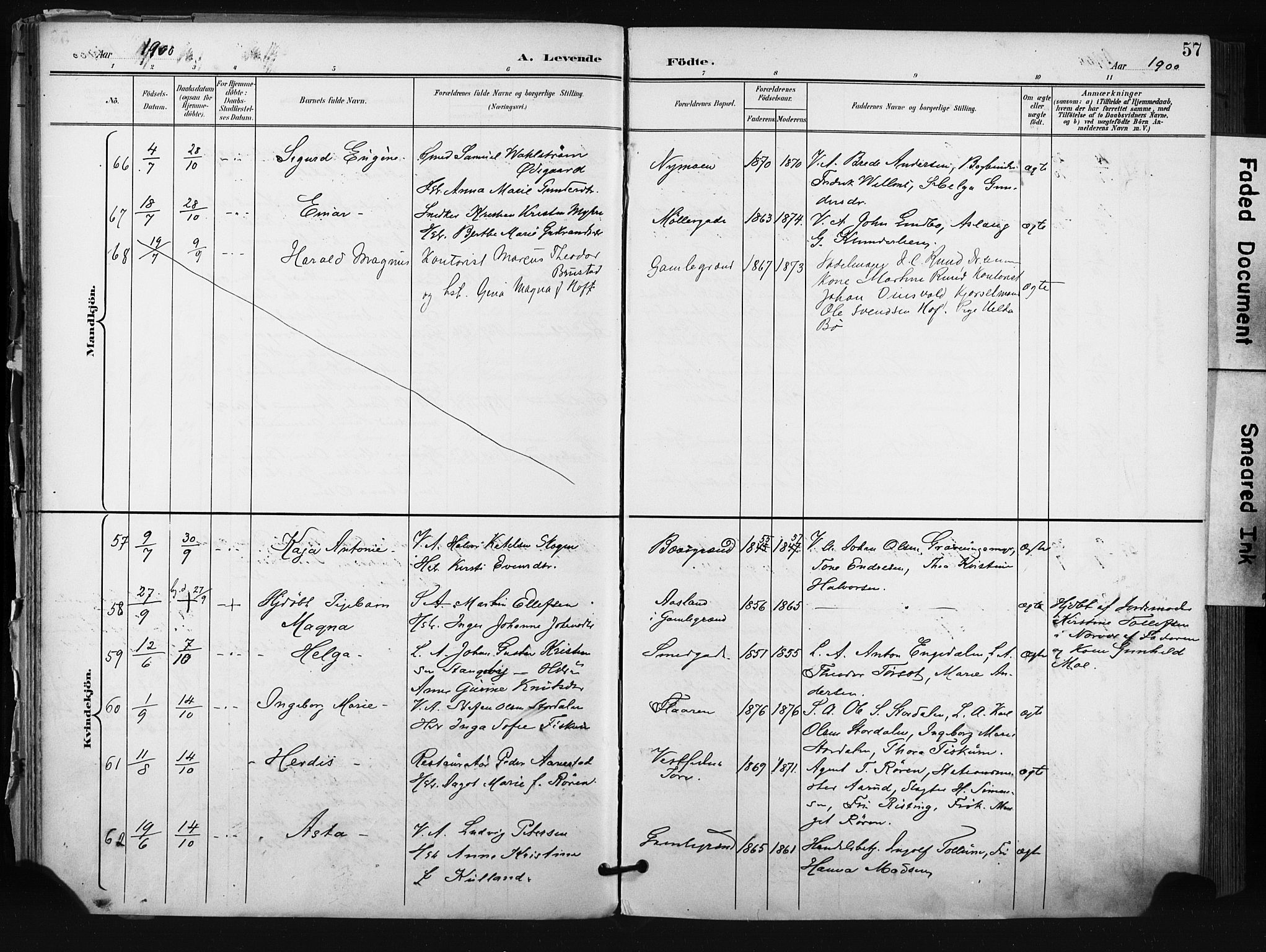 Kongsberg kirkebøker, AV/SAKO-A-22/F/Fb/L0003: Ministerialbok nr. II 3, 1896-1905, s. 57