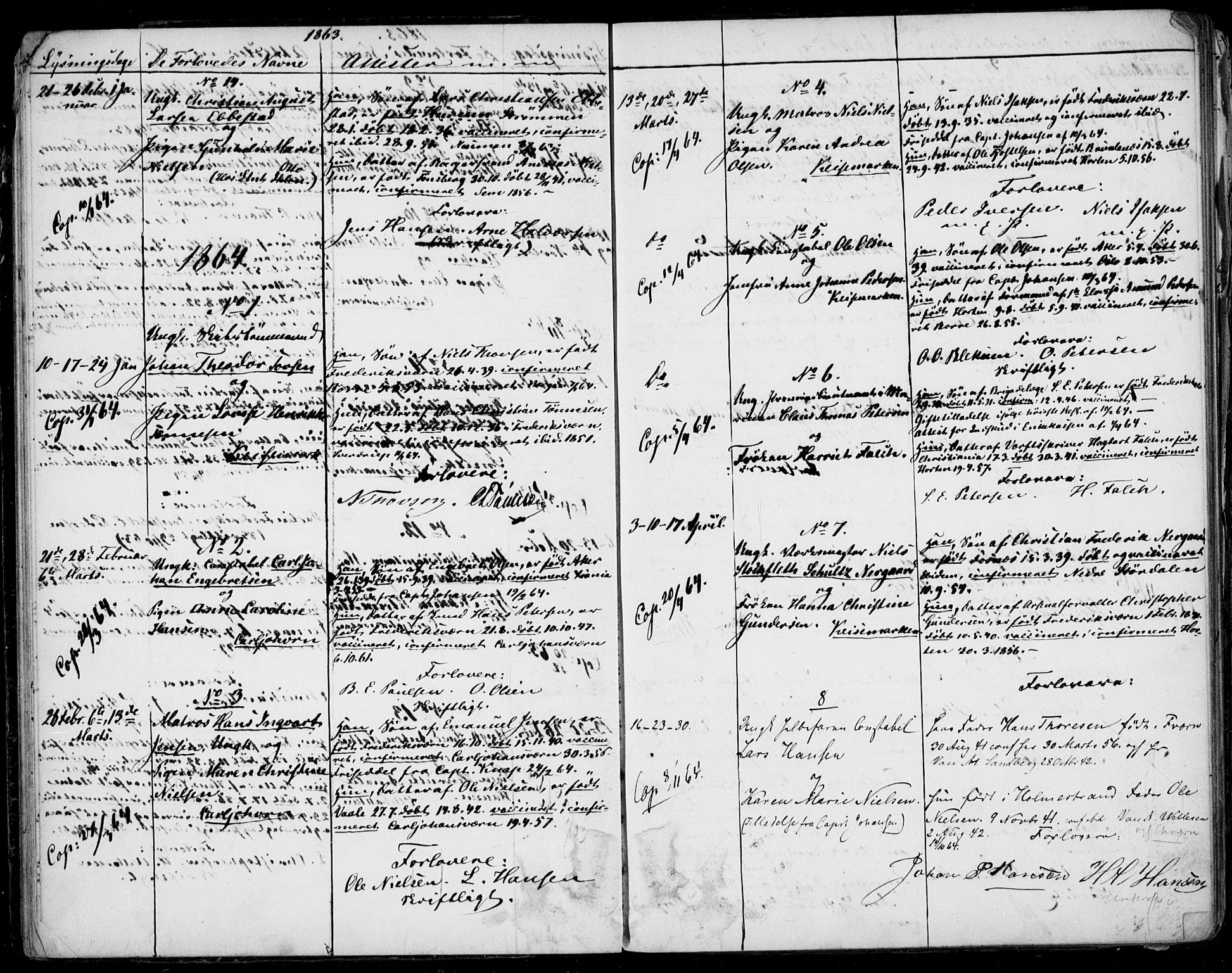 Horten kirkebøker, AV/SAKO-A-348/H/Ha/L0001: Lysningsprotokoll nr. 1, 1855-1881