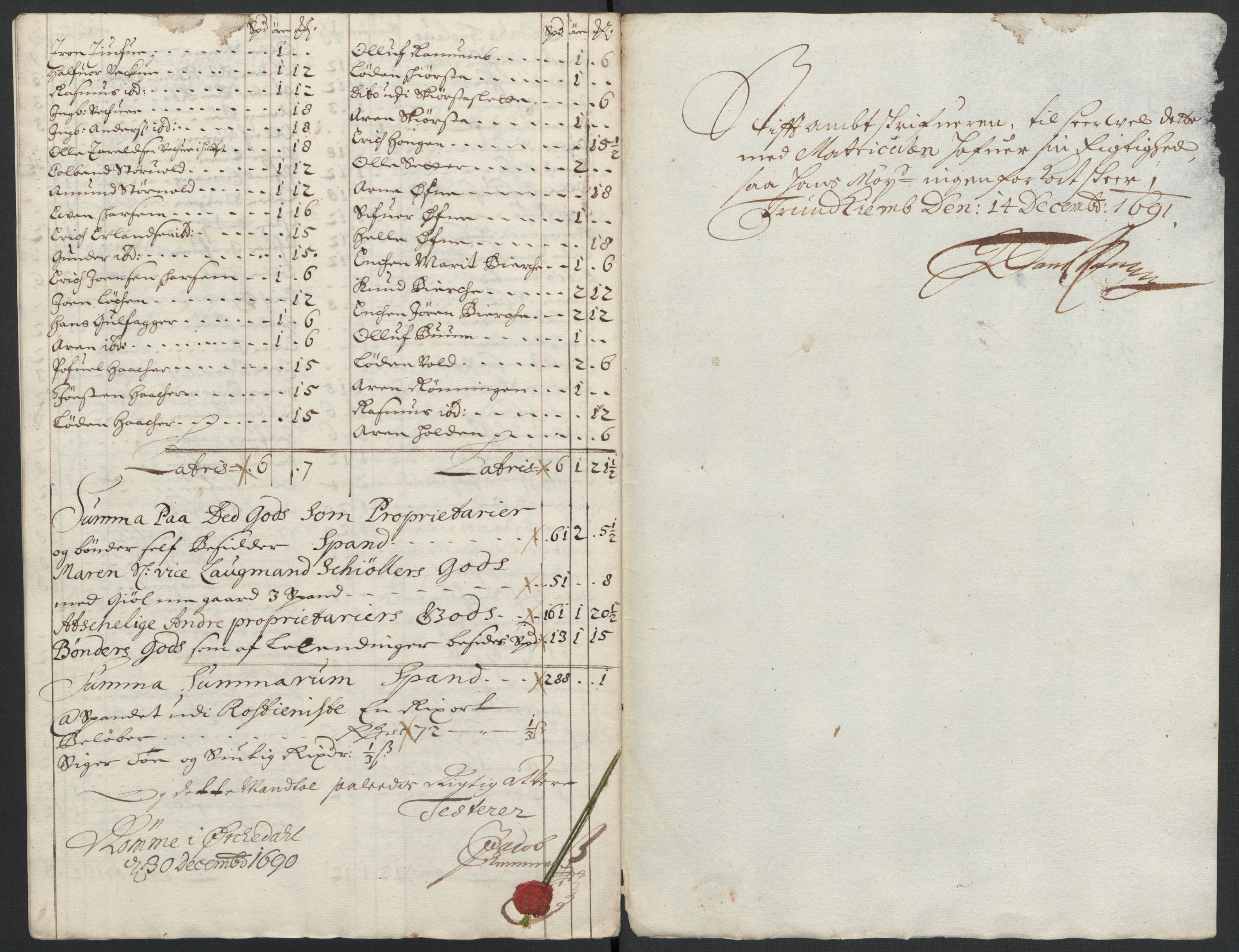 Rentekammeret inntil 1814, Reviderte regnskaper, Fogderegnskap, RA/EA-4092/R58/L3936: Fogderegnskap Orkdal, 1689-1690, s. 378