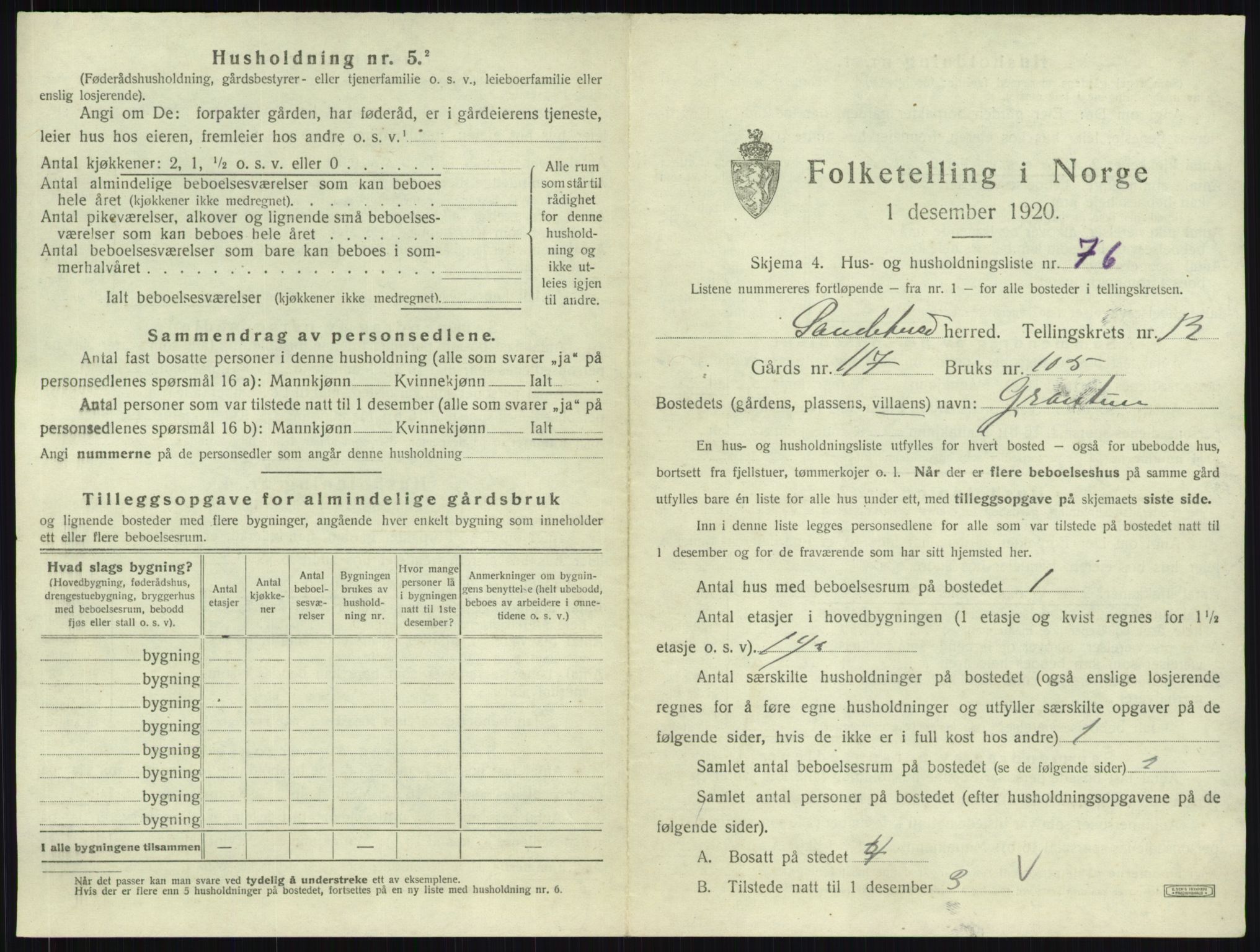 SAKO, Folketelling 1920 for 0724 Sandeherred herred, 1920, s. 2724