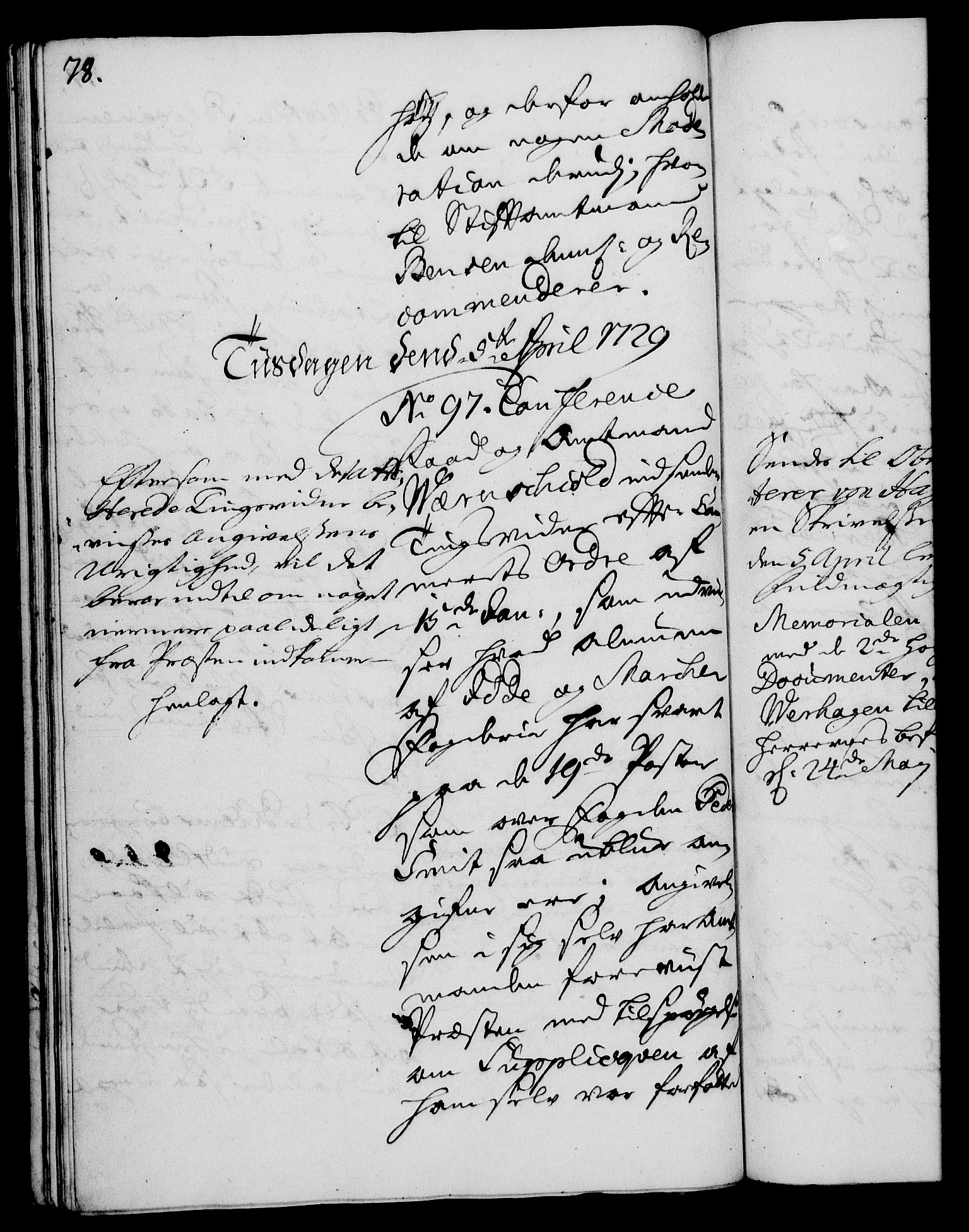 Rentekammeret, Kammerkanselliet, AV/RA-EA-3111/G/Gh/Gha/L0011: Norsk ekstraktmemorialprotokoll (merket RK 53.56), 1729, s. 78
