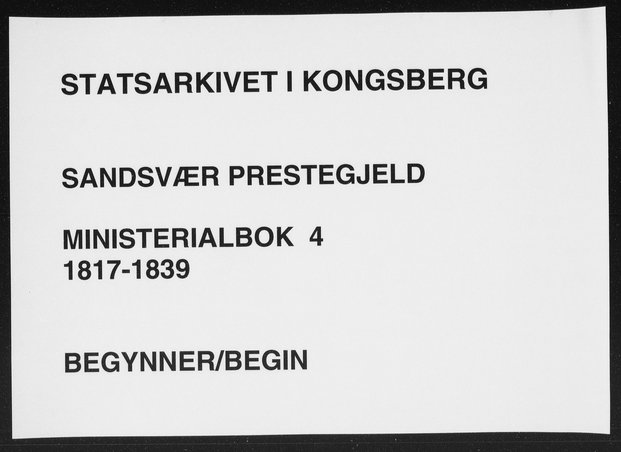Sandsvær kirkebøker, SAKO/A-244/F/Fa/L0004: Ministerialbok nr. I 4, 1817-1839