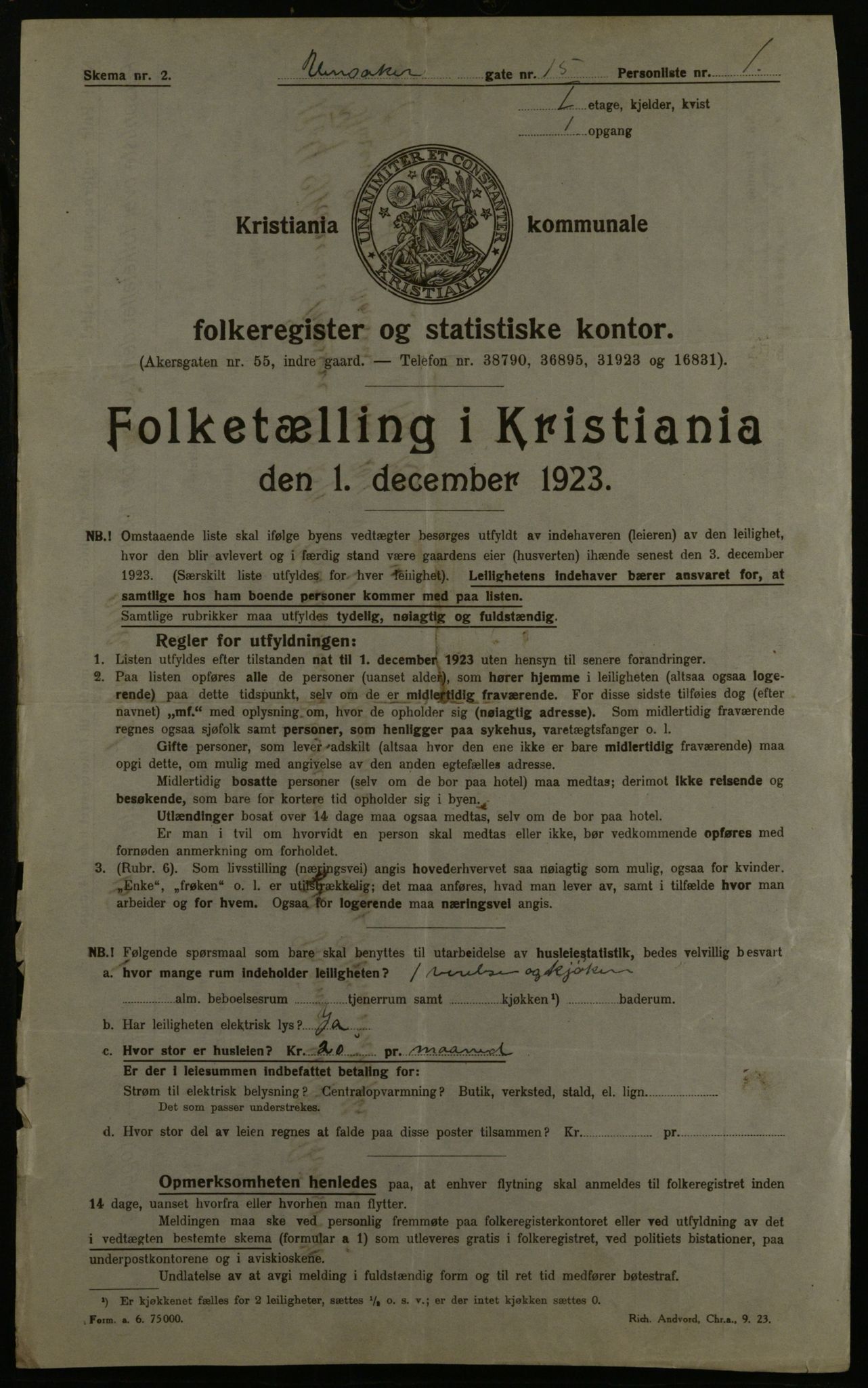 OBA, Kommunal folketelling 1.12.1923 for Kristiania, 1923, s. 131322