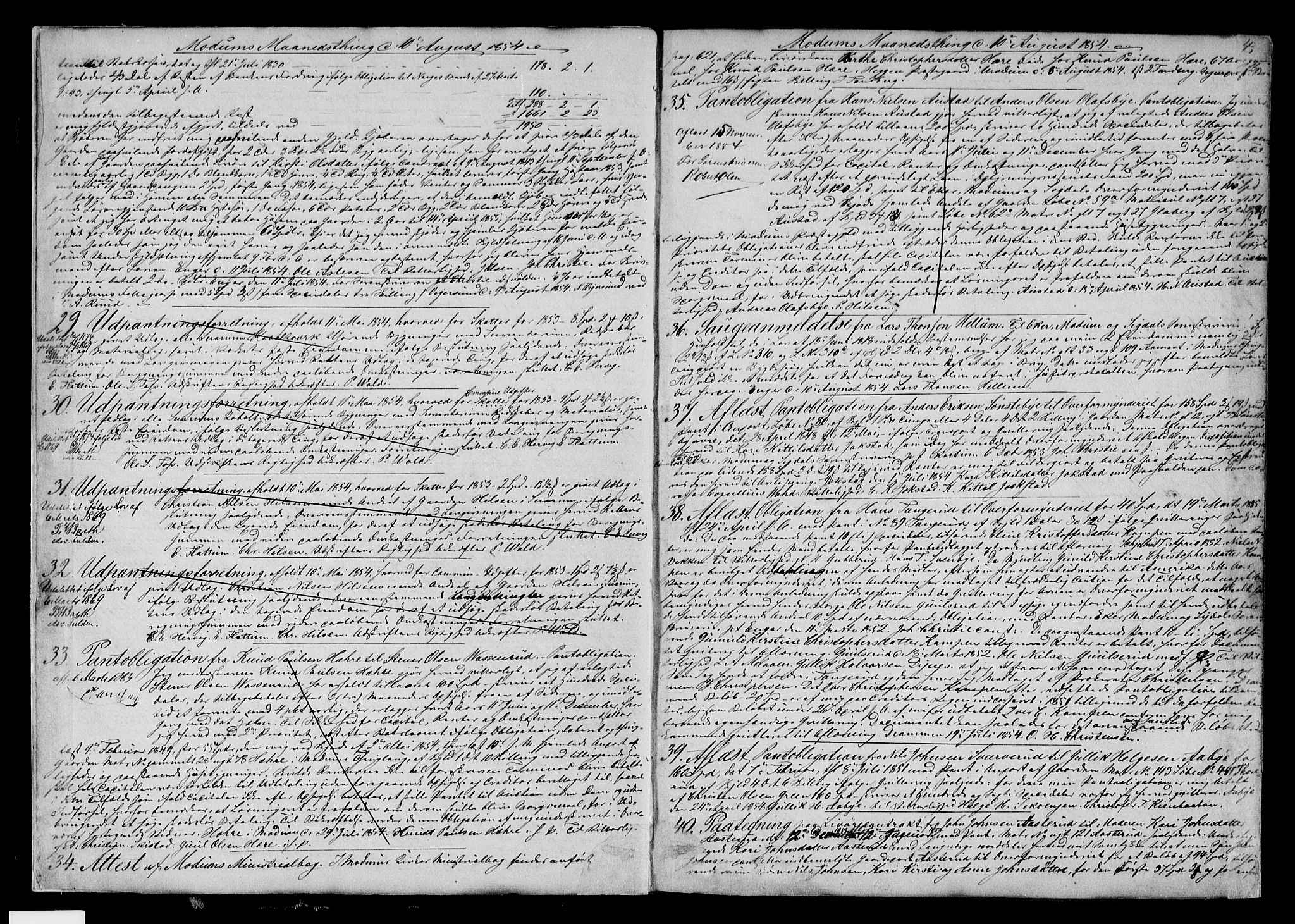 Eiker, Modum og Sigdal sorenskriveri, SAKO/A-123/G/Ga/Gaa/L0014: Pantebok nr. I 14, 1854-1857, s. 4
