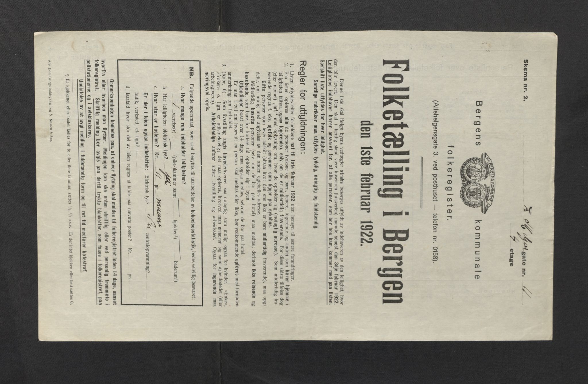 SAB, Kommunal folketelling 1922 for Bergen kjøpstad, 1922, s. 9316