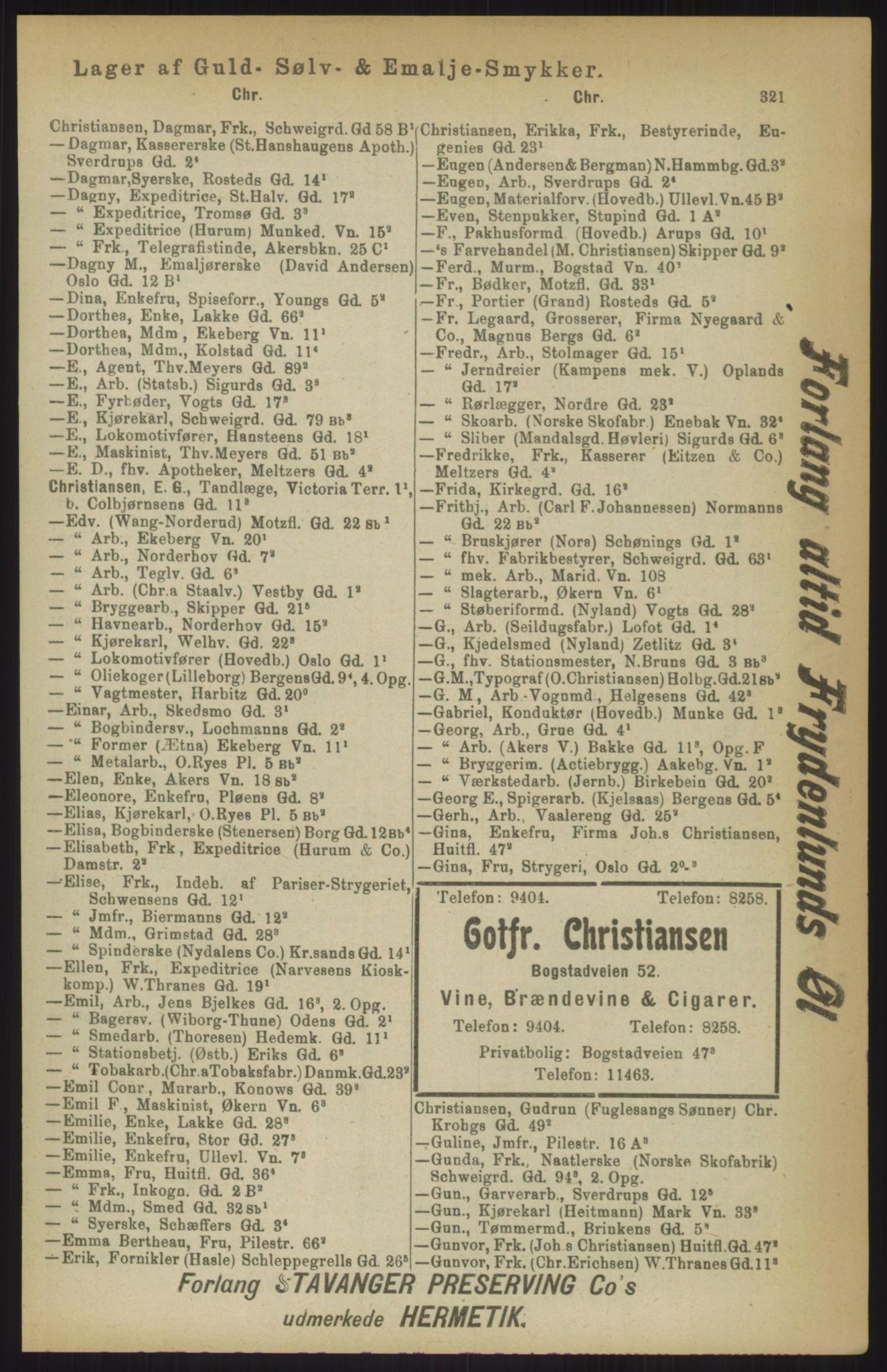 Kristiania/Oslo adressebok, PUBL/-, 1911, s. 321