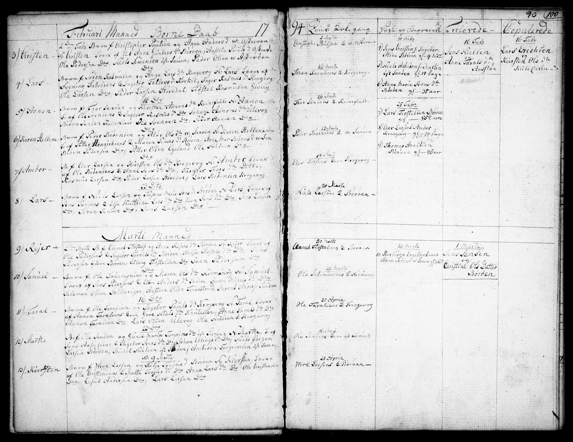 Dypvåg sokneprestkontor, SAK/1111-0007/F/Fb/Fba/L0007: Klokkerbok nr. B 7, 1762-1810, s. 90