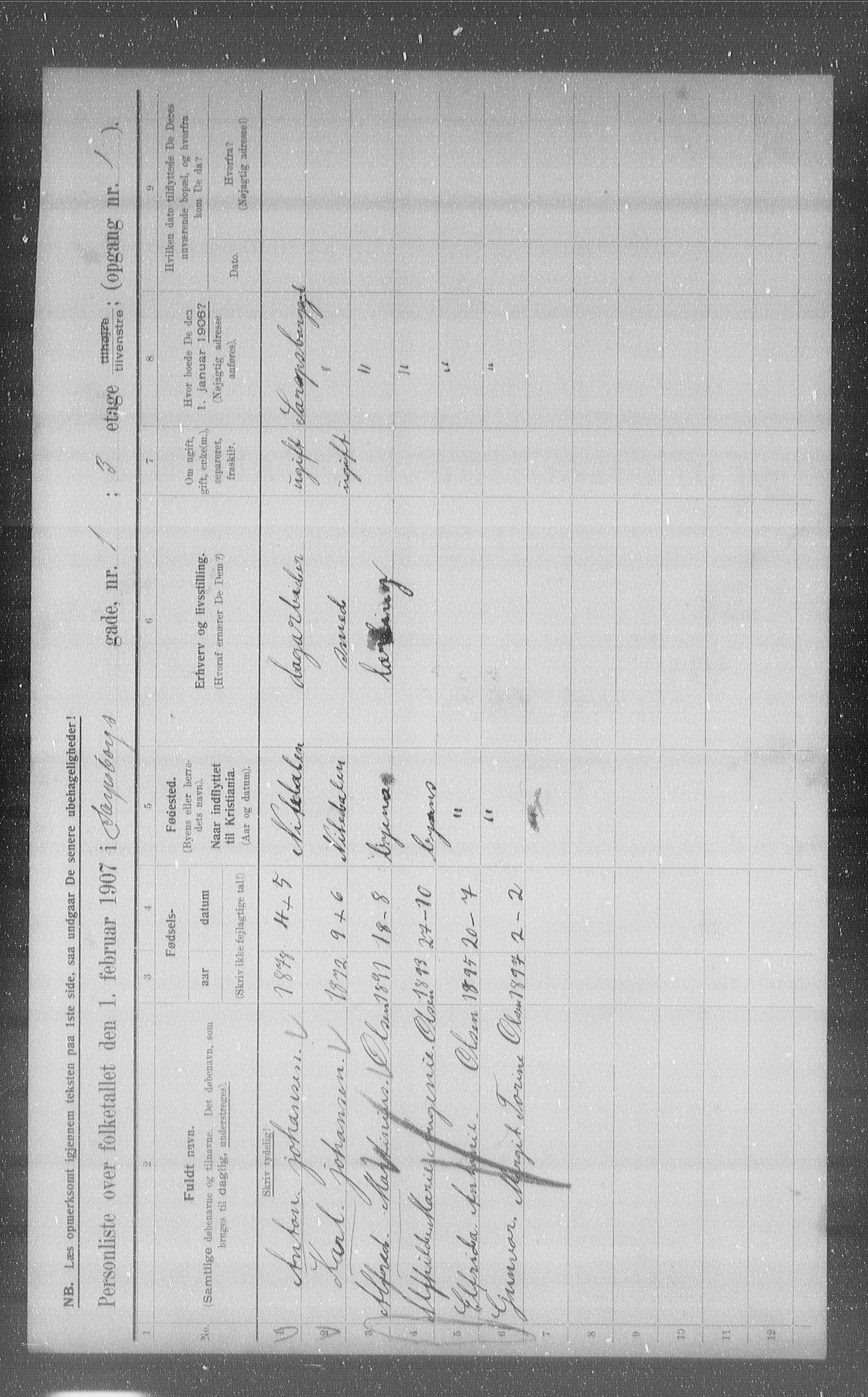 OBA, Kommunal folketelling 1.2.1907 for Kristiania kjøpstad, 1907, s. 45602