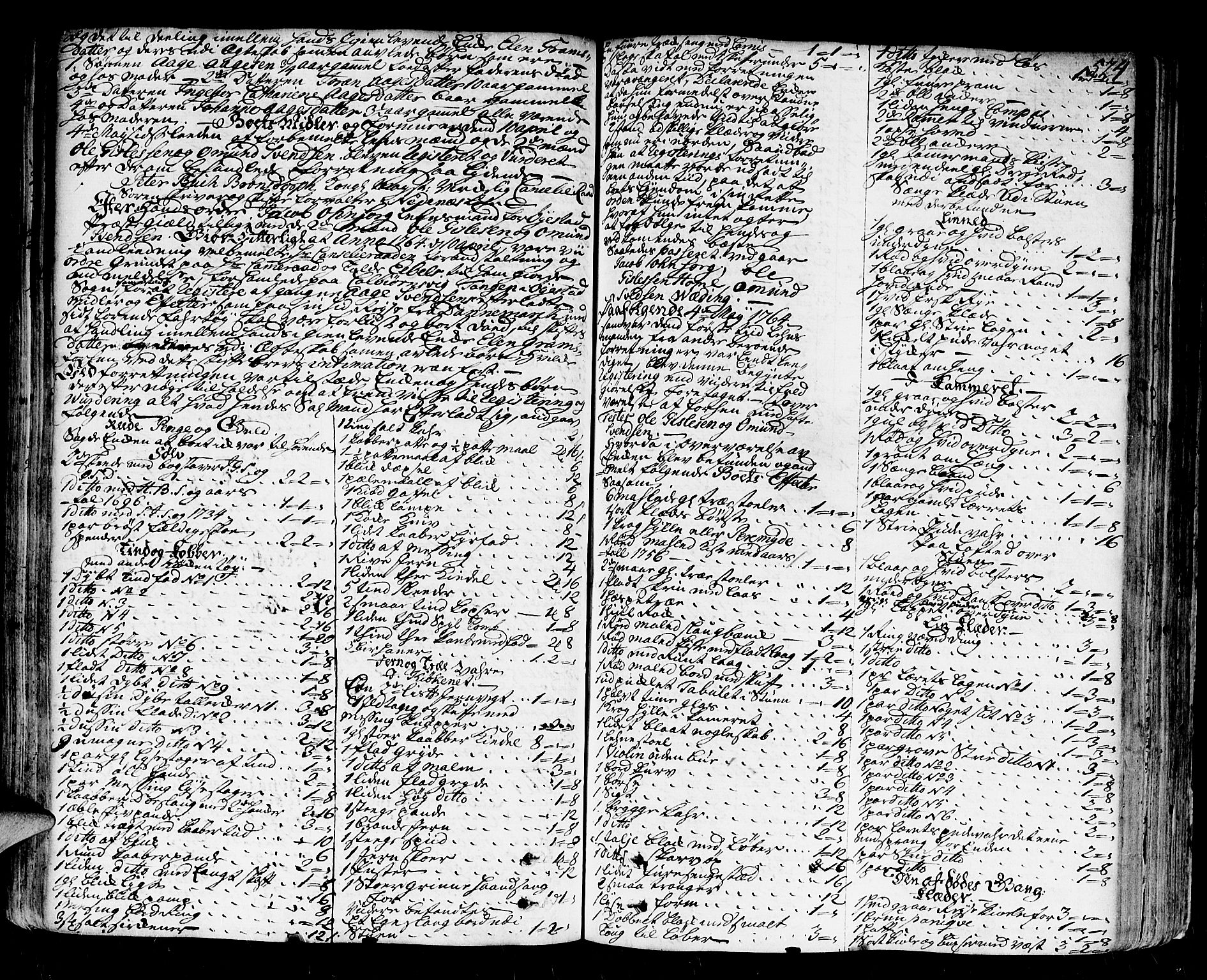 Nedenes sorenskriveri før 1824, SAK/1221-0007/H/Hc/L0030: Skifteprotokoll med register nr 21a, 1763-1767, s. 523b-524a