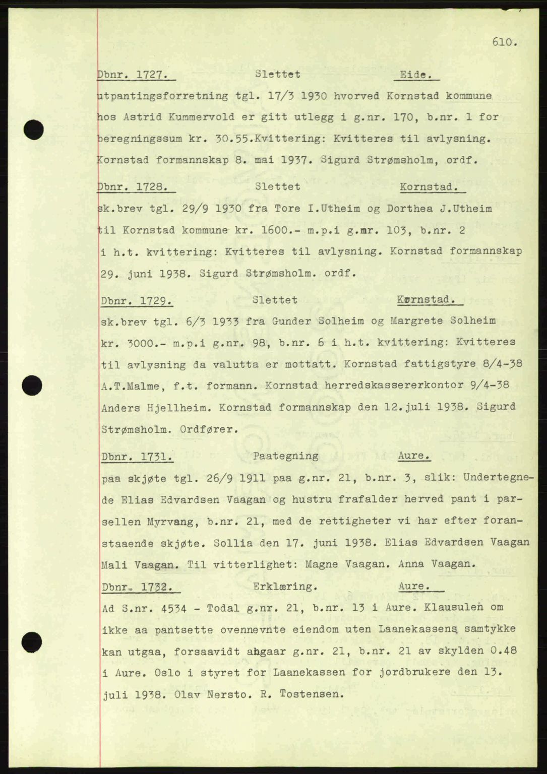 Nordmøre sorenskriveri, SAT/A-4132/1/2/2Ca: Pantebok nr. C80, 1936-1939, Dagboknr: 1727/1938