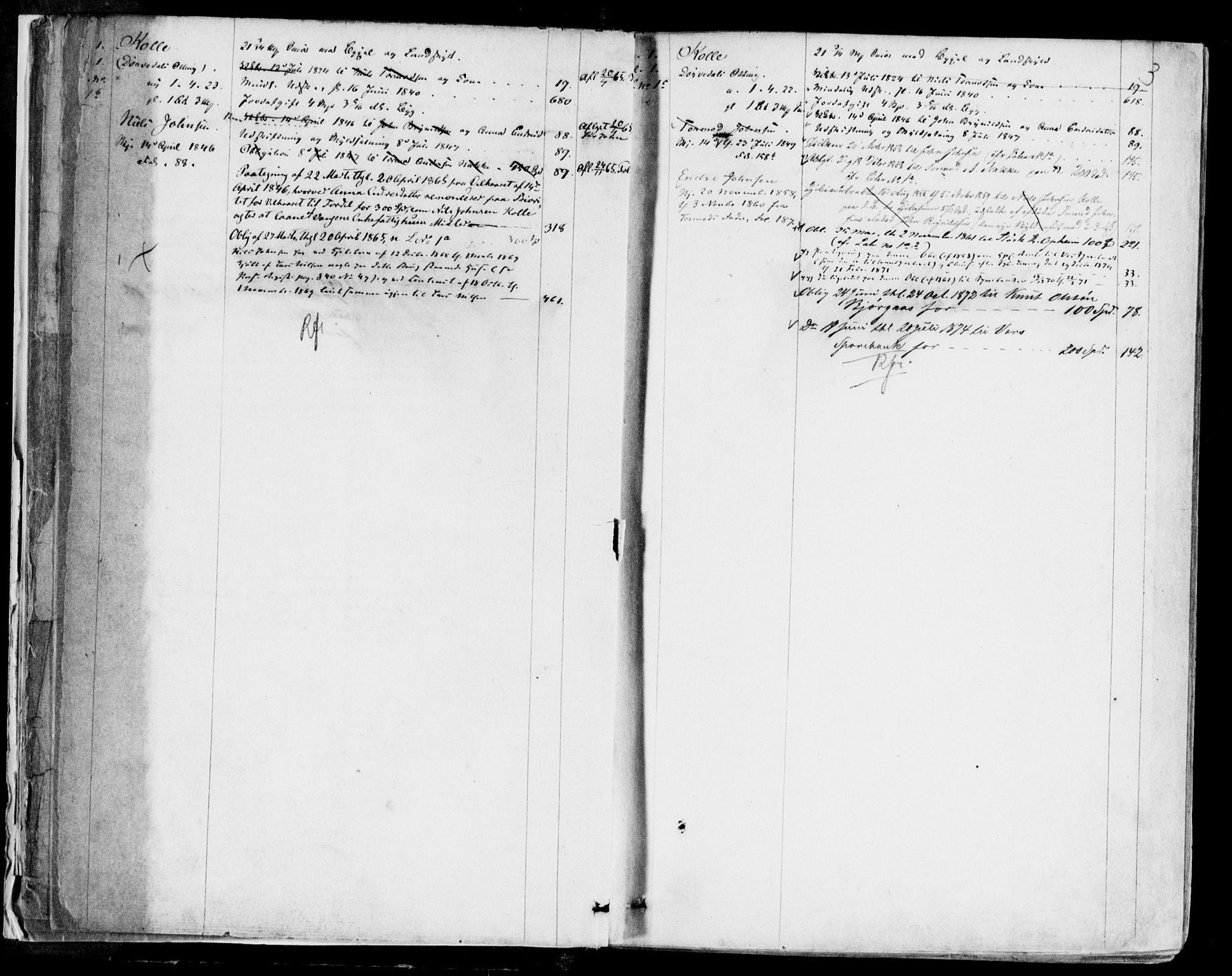 Hardanger og Voss sorenskriveri, SAB/A-2501/2/2A/2Aa/L0033: Panteregister nr. II.A.a.33, 1800-1880, s. 2-3