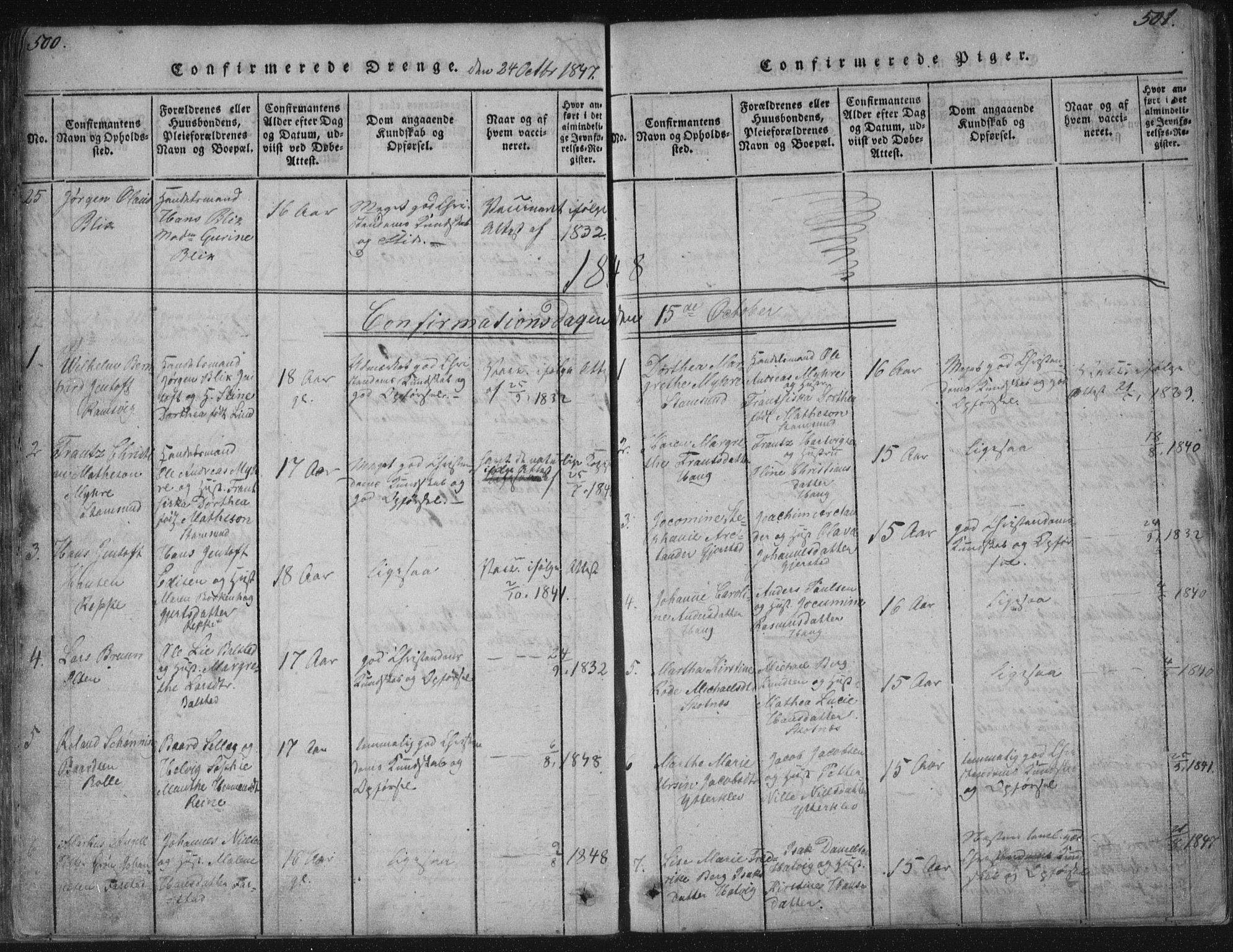 Ministerialprotokoller, klokkerbøker og fødselsregistre - Nordland, SAT/A-1459/881/L1164: Klokkerbok nr. 881C01, 1818-1853, s. 500-501