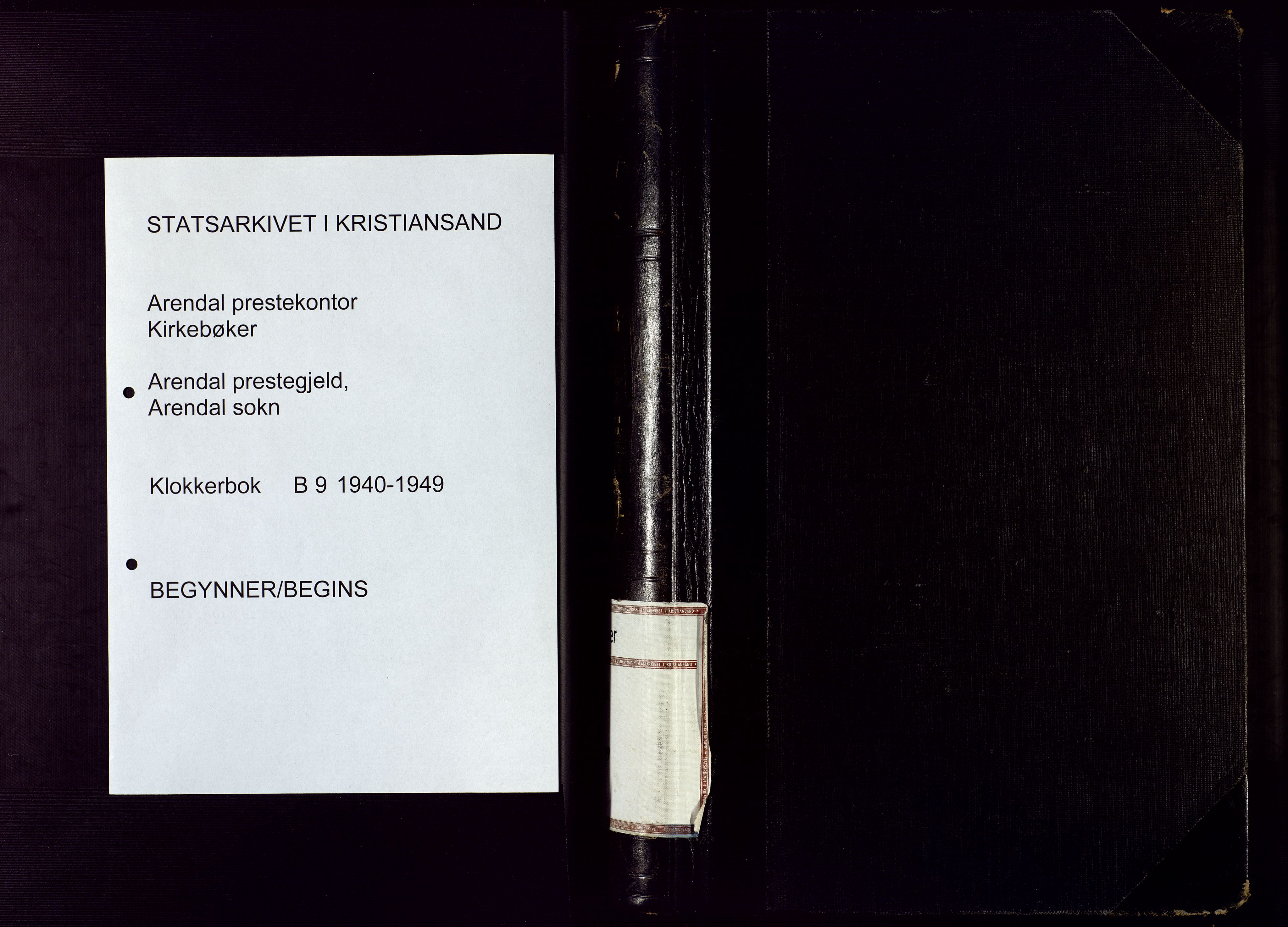 Arendal sokneprestkontor, Trefoldighet, SAK/1111-0040/F/Fb/L0009: Klokkerbok nr. B 9, 1940-1949