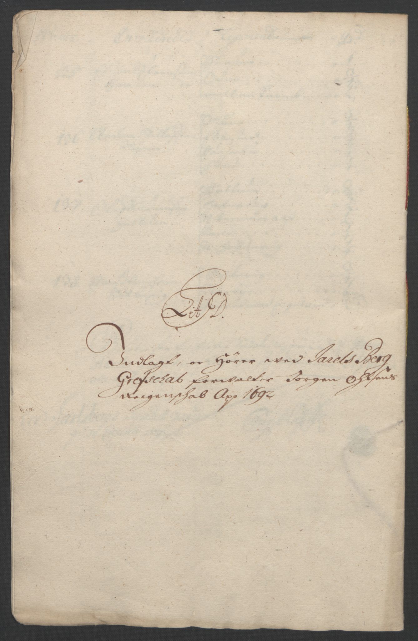 Rentekammeret inntil 1814, Reviderte regnskaper, Fogderegnskap, AV/RA-EA-4092/R32/L1865: Fogderegnskap Jarlsberg grevskap, 1692, s. 216