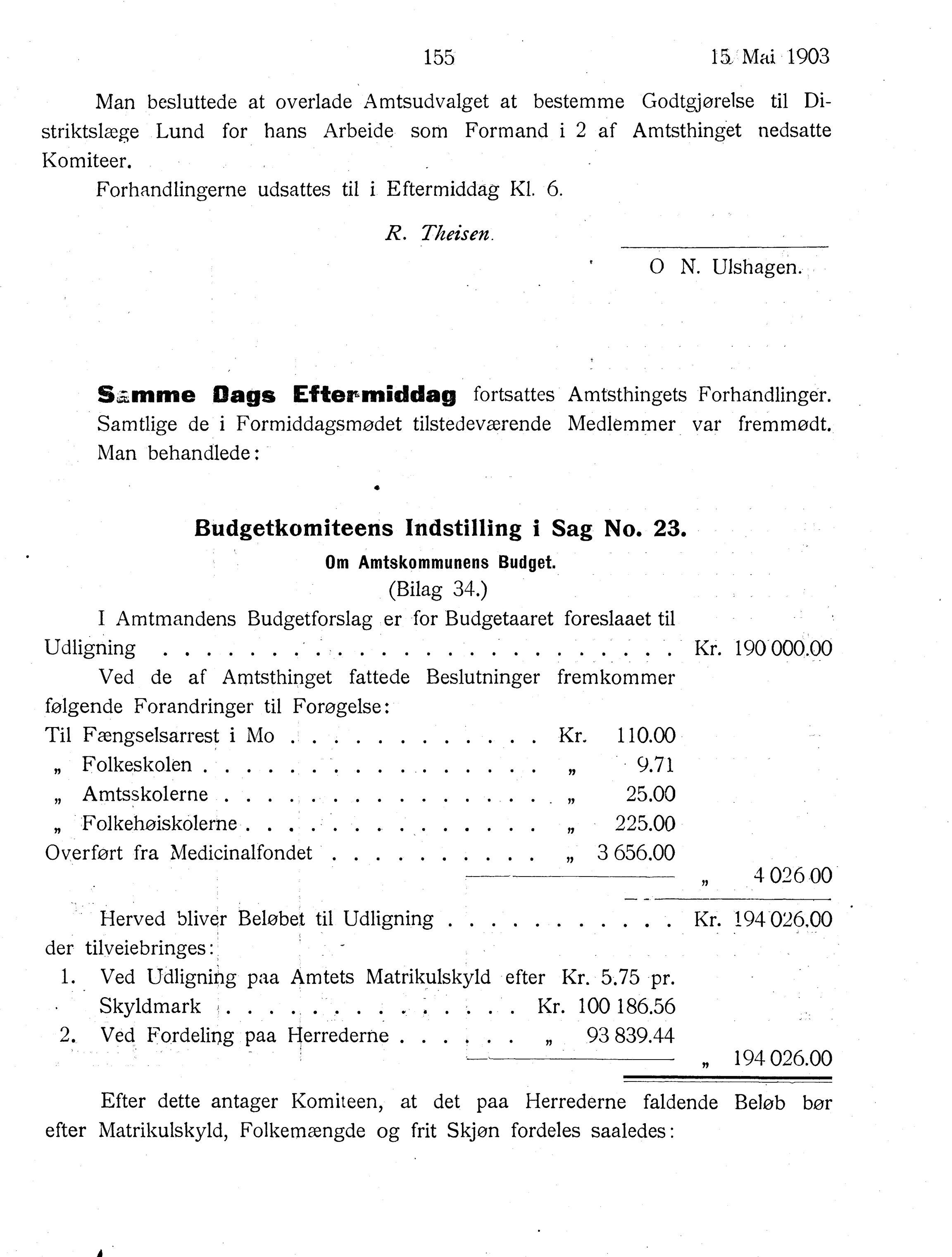 Nordland Fylkeskommune. Fylkestinget, AIN/NFK-17/176/A/Ac/L0026: Fylkestingsforhandlinger 1903, 1903