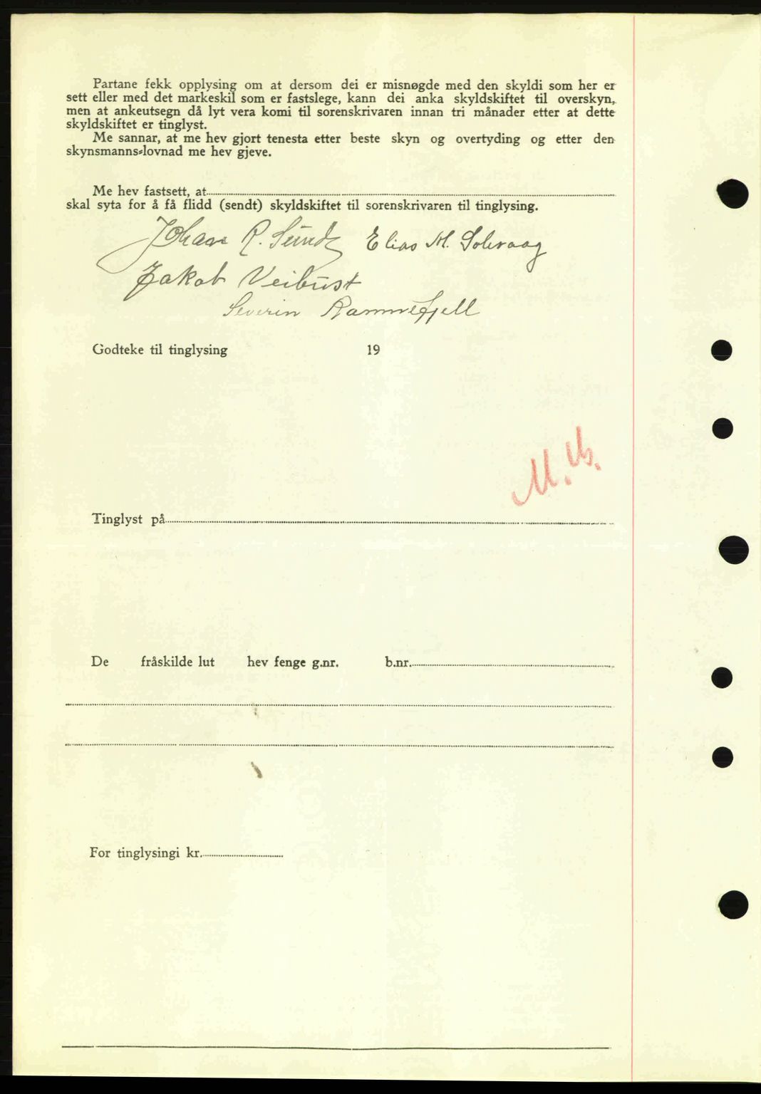 Nordre Sunnmøre sorenskriveri, AV/SAT-A-0006/1/2/2C/2Ca: Pantebok nr. A20a, 1945-1945, Dagboknr: 1050/1945