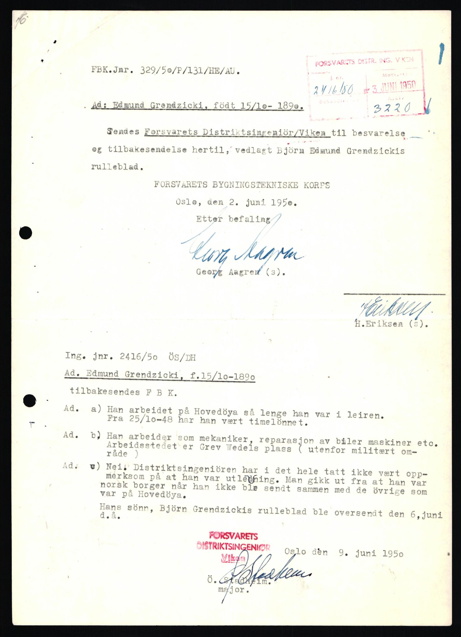 Forsvaret, Forsvarets overkommando II, AV/RA-RAFA-3915/D/Db/L0010: CI Questionaires. Tyske okkupasjonsstyrker i Norge. Tyskere., 1945-1946, s. 187