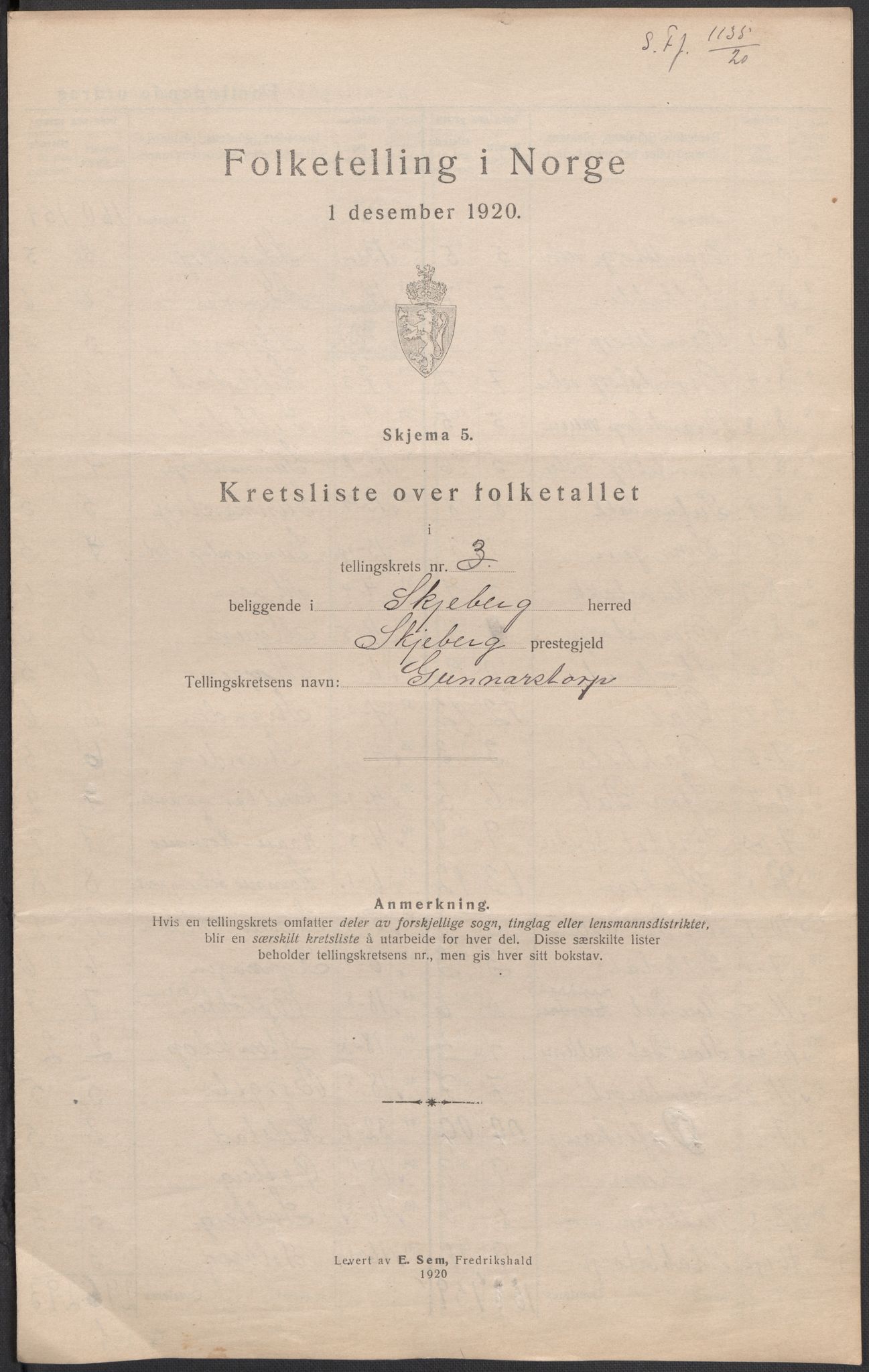 SAO, Folketelling 1920 for 0115 Skjeberg herred, 1920, s. 15