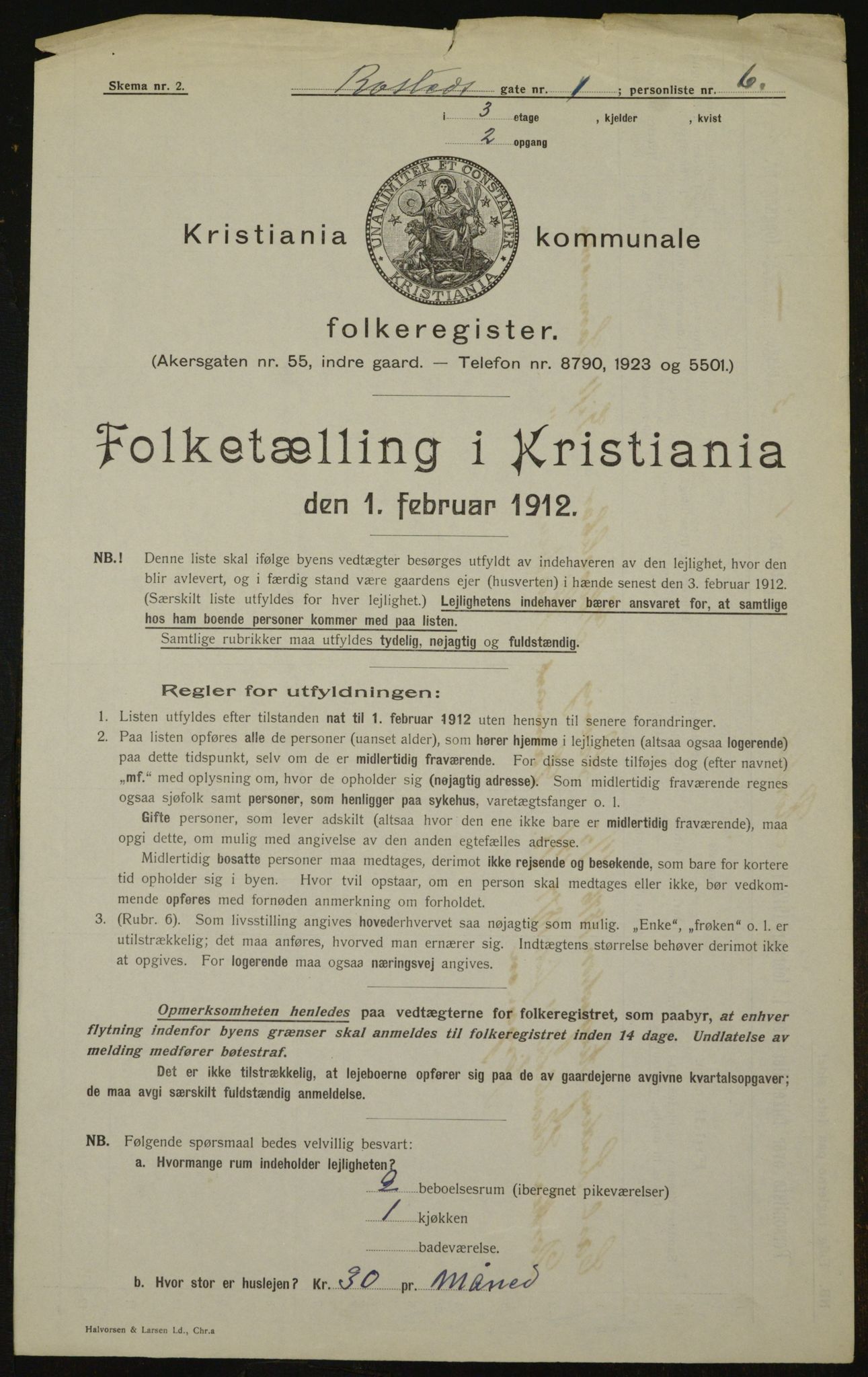 OBA, Kommunal folketelling 1.2.1912 for Kristiania, 1912, s. 84264