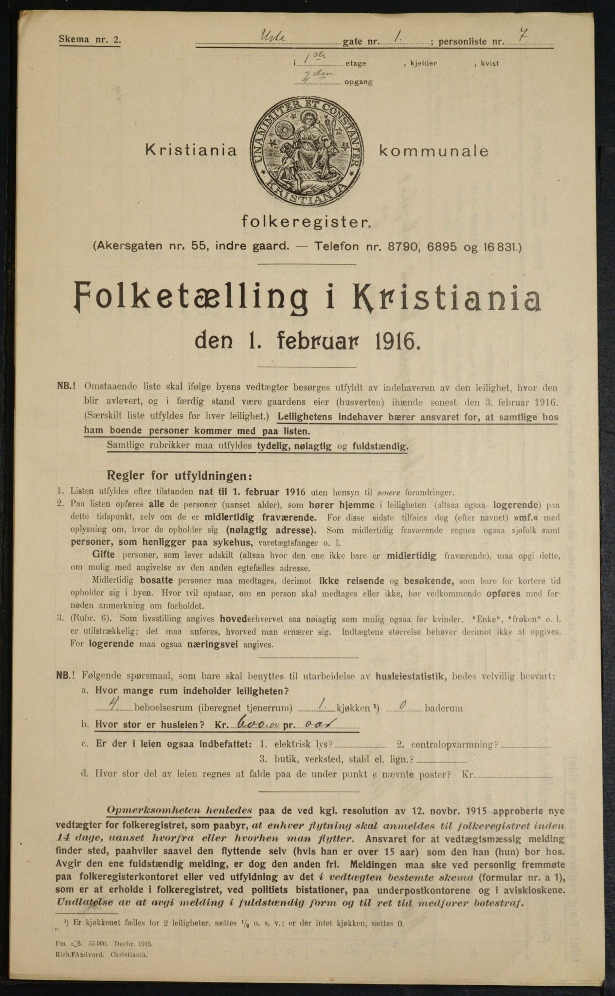 OBA, Kommunal folketelling 1.2.1916 for Kristiania, 1916, s. 124297