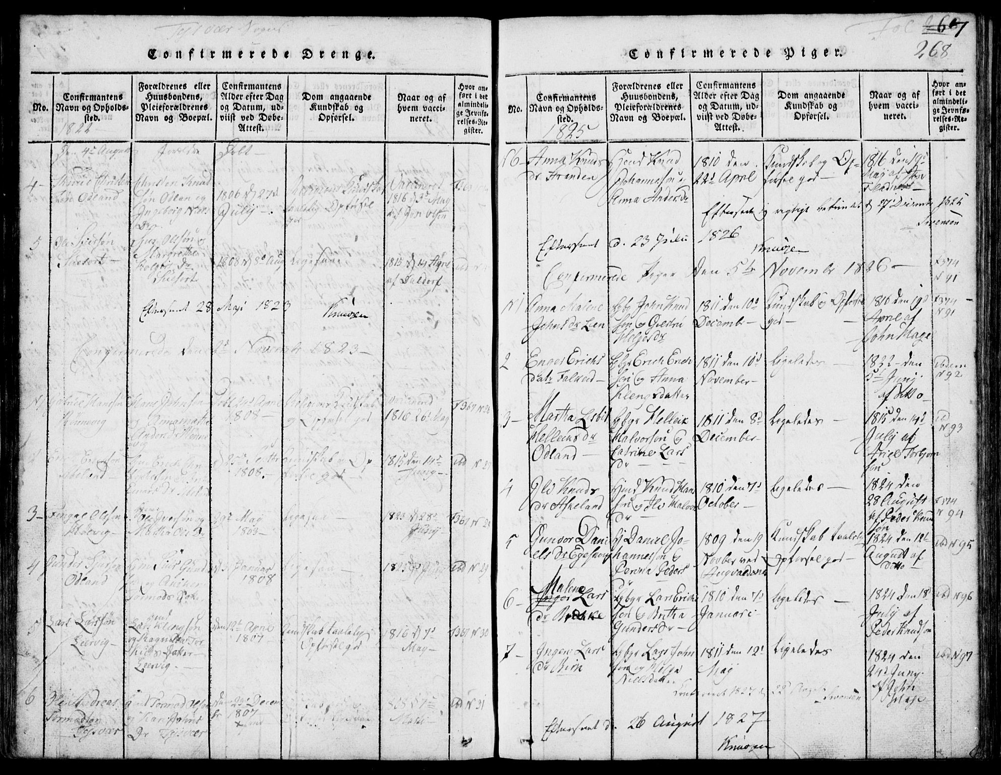 Skjold sokneprestkontor, AV/SAST-A-101847/H/Ha/Hab/L0002: Klokkerbok nr. B 2 /1, 1815-1830, s. 268