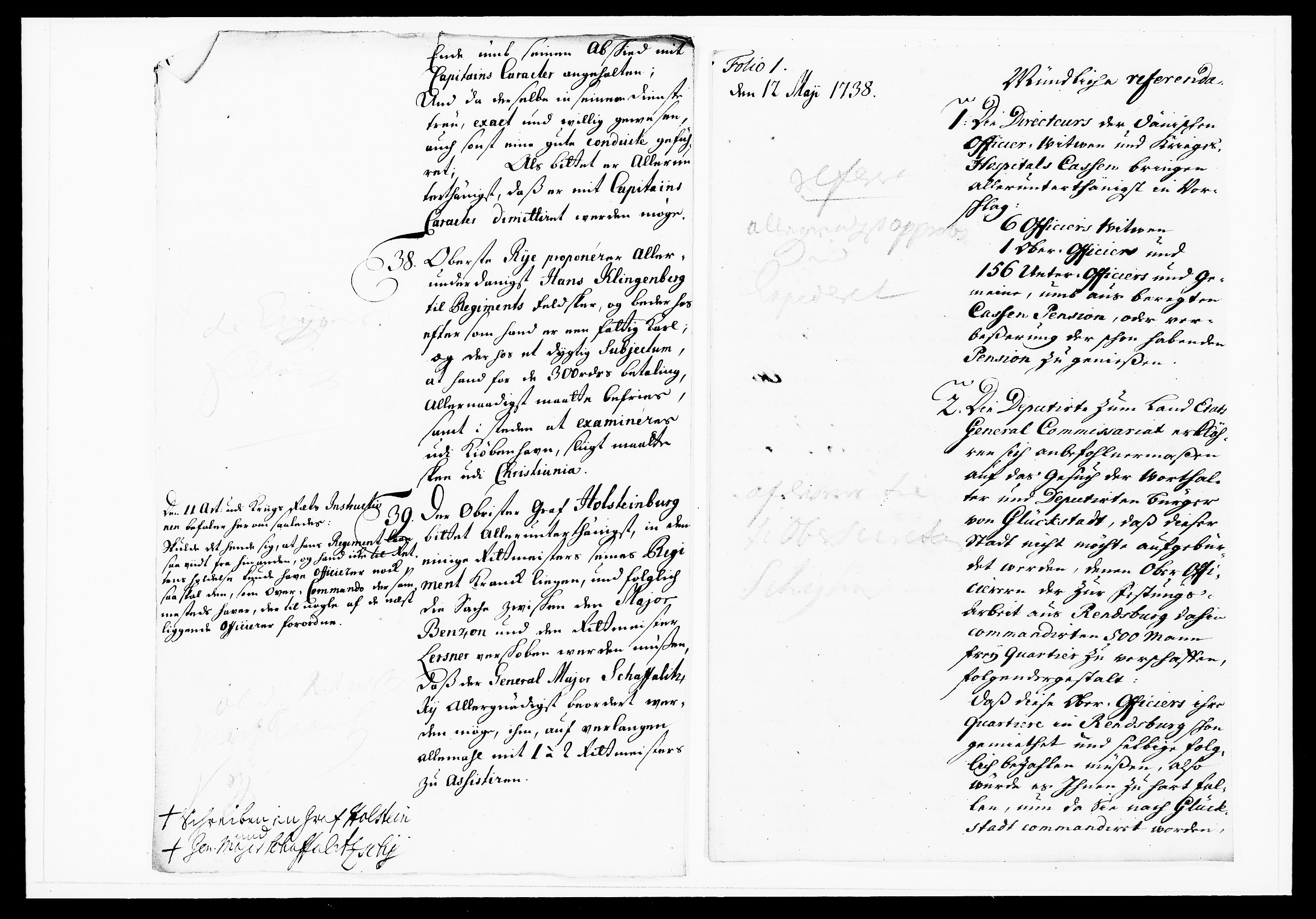 Krigskollegiet, Krigskancelliet, DRA/A-0006/-/1143-1150: Refererede sager, 1738, s. 223