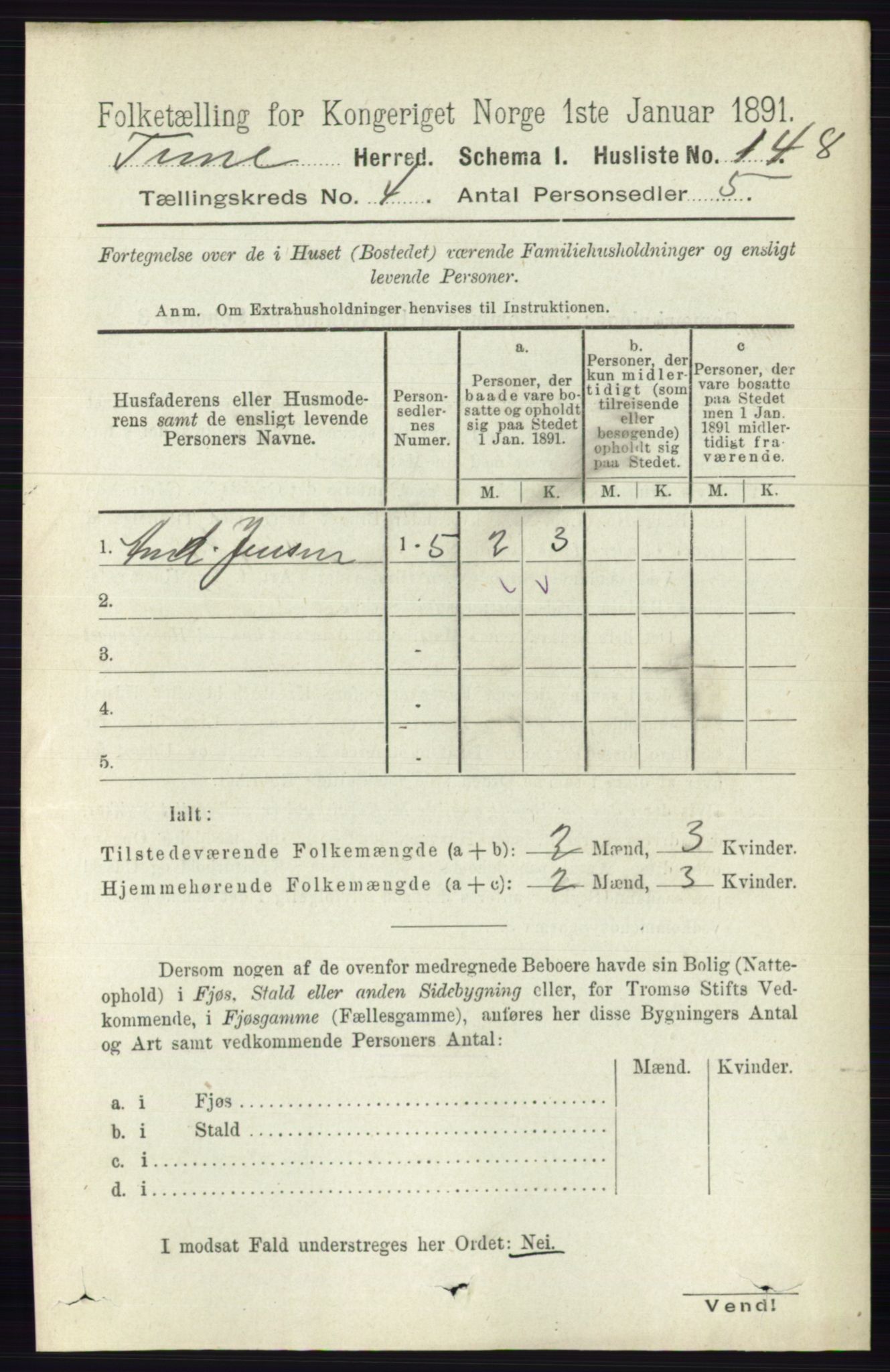 RA, Folketelling 1891 for 0130 Tune herred, 1891, s. 2188