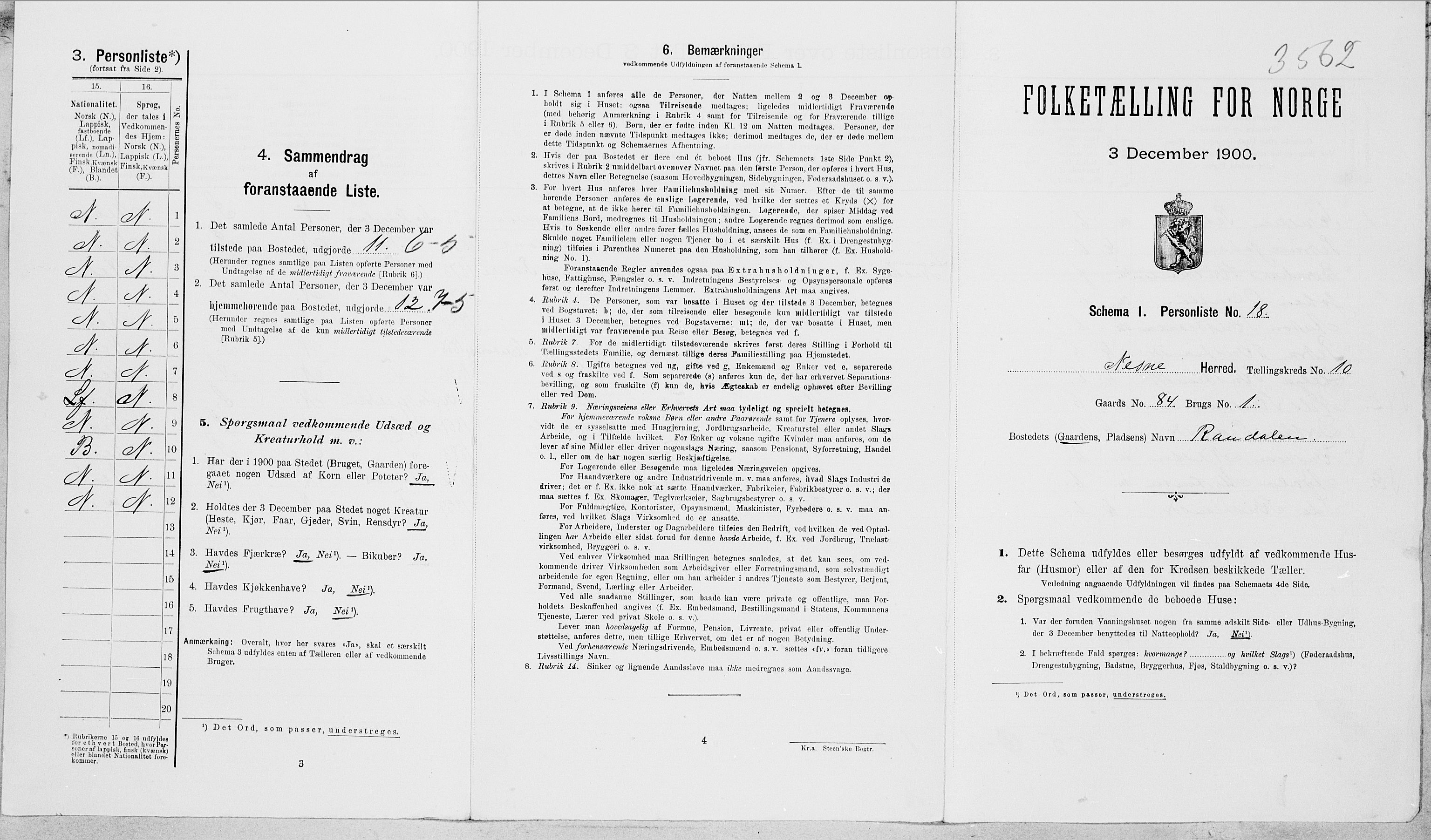 SAT, Folketelling 1900 for 1828 Nesna herred, 1900, s. 993