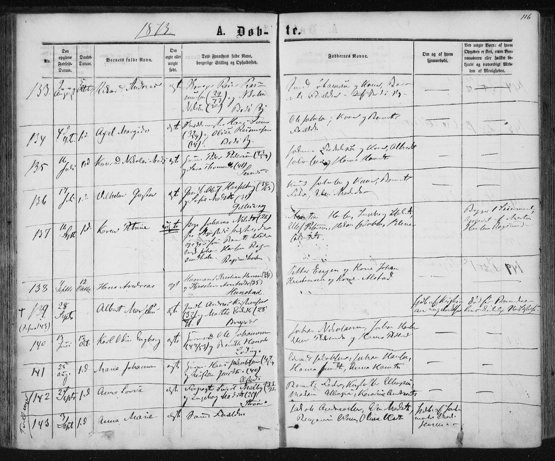 Ministerialprotokoller, klokkerbøker og fødselsregistre - Nordland, AV/SAT-A-1459/801/L0008: Ministerialbok nr. 801A08, 1864-1875, s. 116