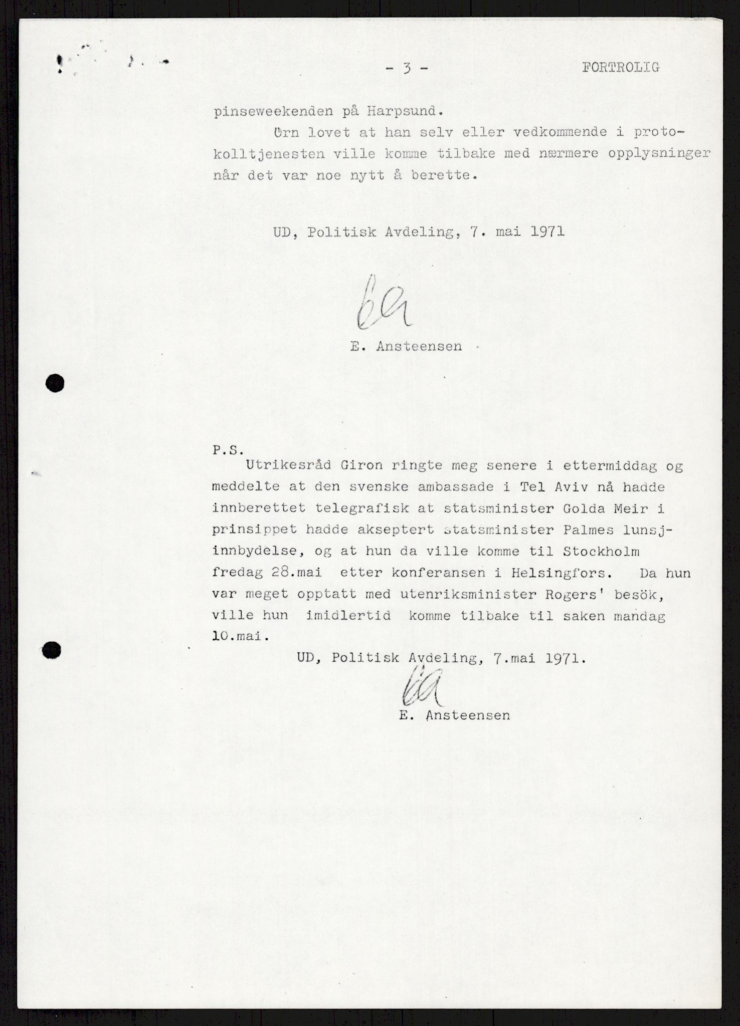 Utenriksdepartementet, hovedarkiv, AV/RA-S-6794/D/Db/Dba/L0776/0003: Verdenspolitikk. Fremmede staters politikk (G.L.) / Israel: Politikk (2 mapper), 1970-1972, s. 207