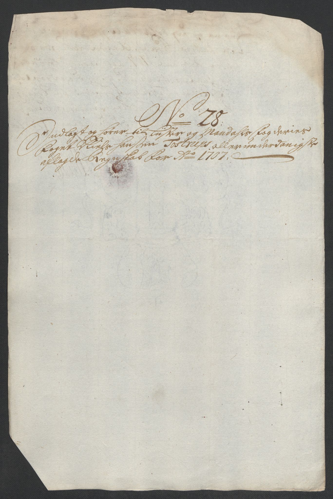 Rentekammeret inntil 1814, Reviderte regnskaper, Fogderegnskap, RA/EA-4092/R43/L2551: Fogderegnskap Lista og Mandal, 1705-1709, s. 542