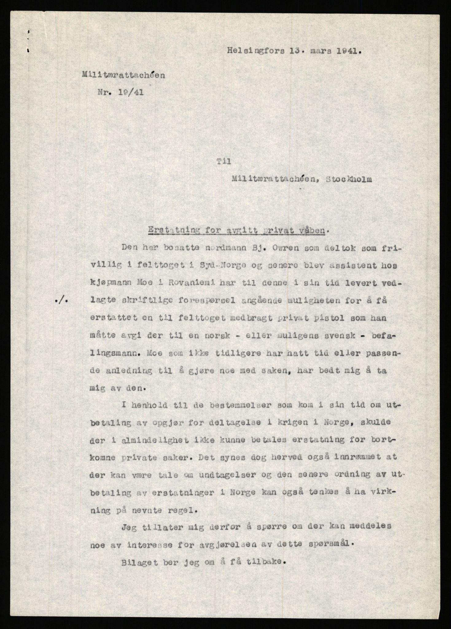 Forsvaret, Forsvarets krigshistoriske avdeling, RA/RAFA-2017/Y/Ya/L0006: II-C-11-11,2 - Utenriksdepartementet.  Legasjonen i Helsingfors., 1940-1946, s. 189