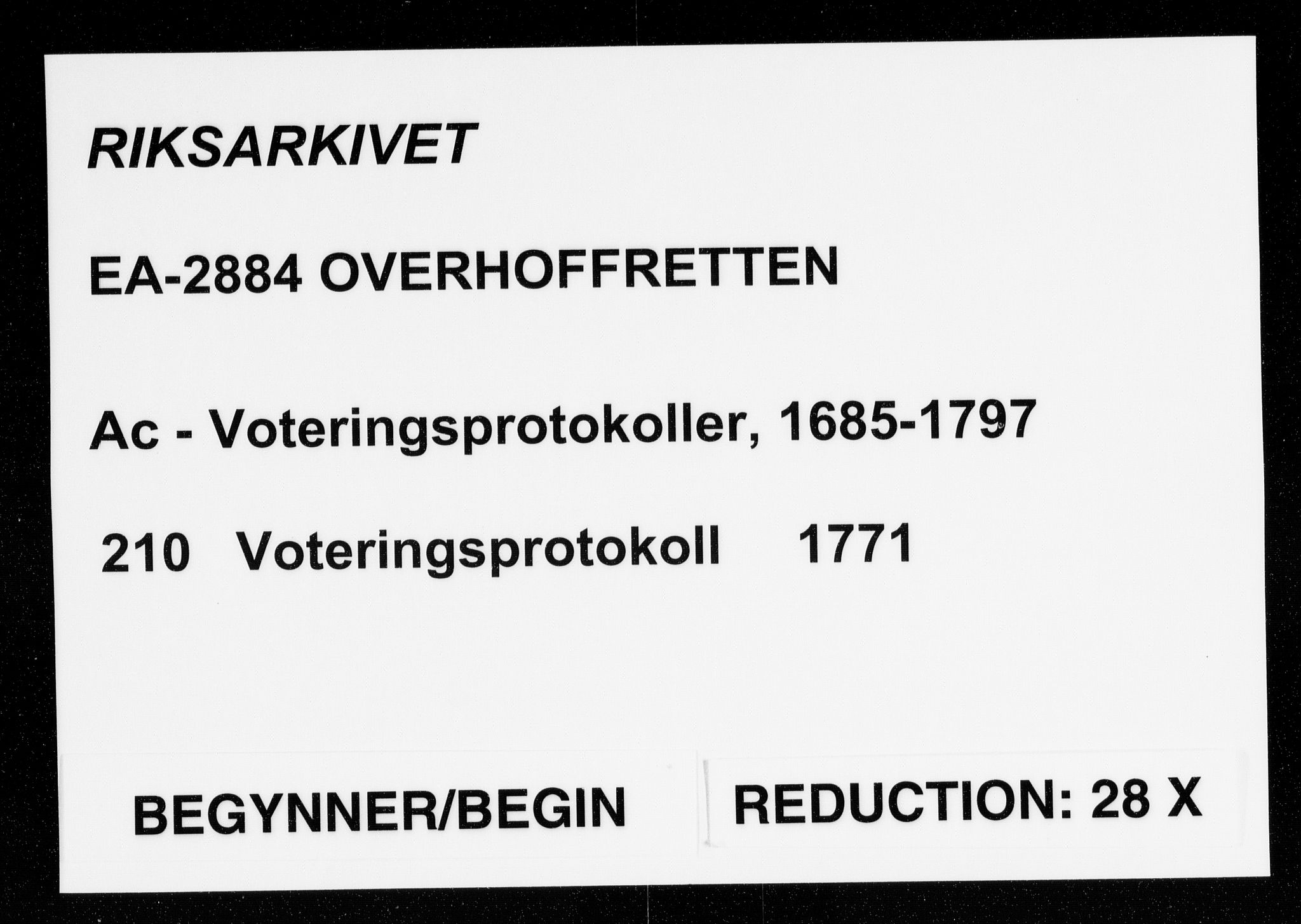 Overhoffretten 1667-1797, RA/EA-2884/Ac/L0210: Voteringsprotokoll, 1771