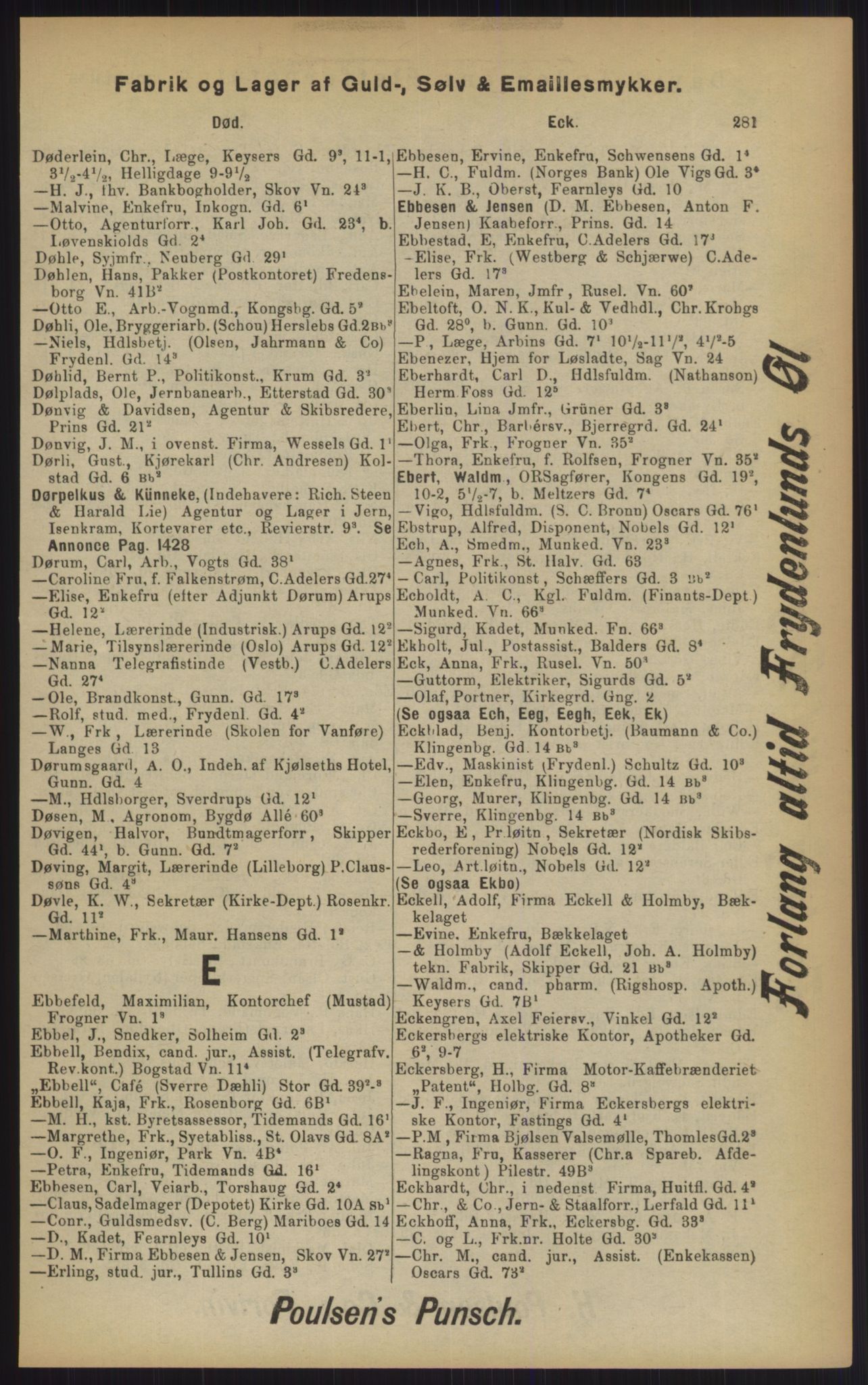 Kristiania/Oslo adressebok, PUBL/-, 1902, s. 281