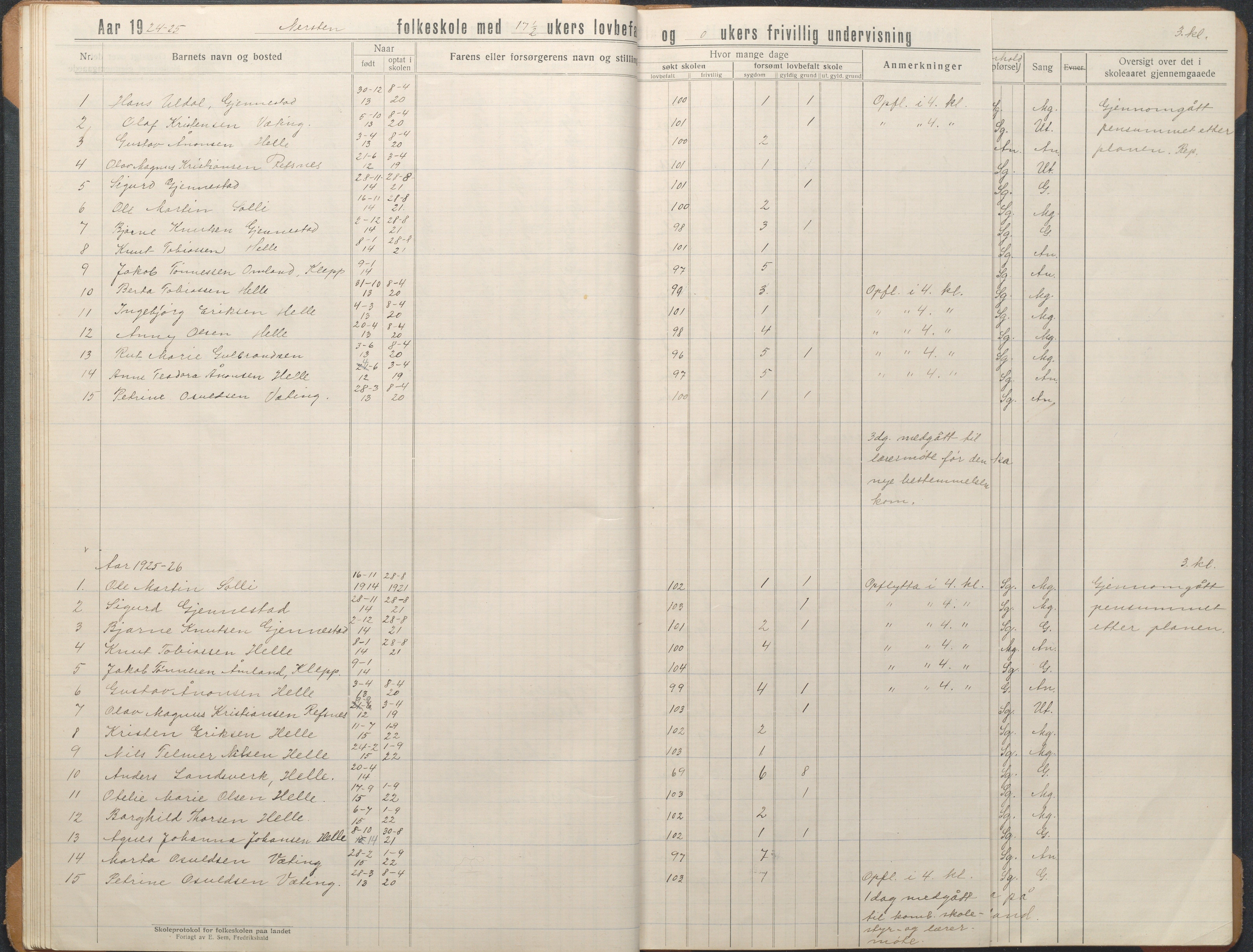 Øyestad kommune frem til 1979, AAKS/KA0920-PK/06/06L/L0004: Skoleprotokoll, 1920-1960