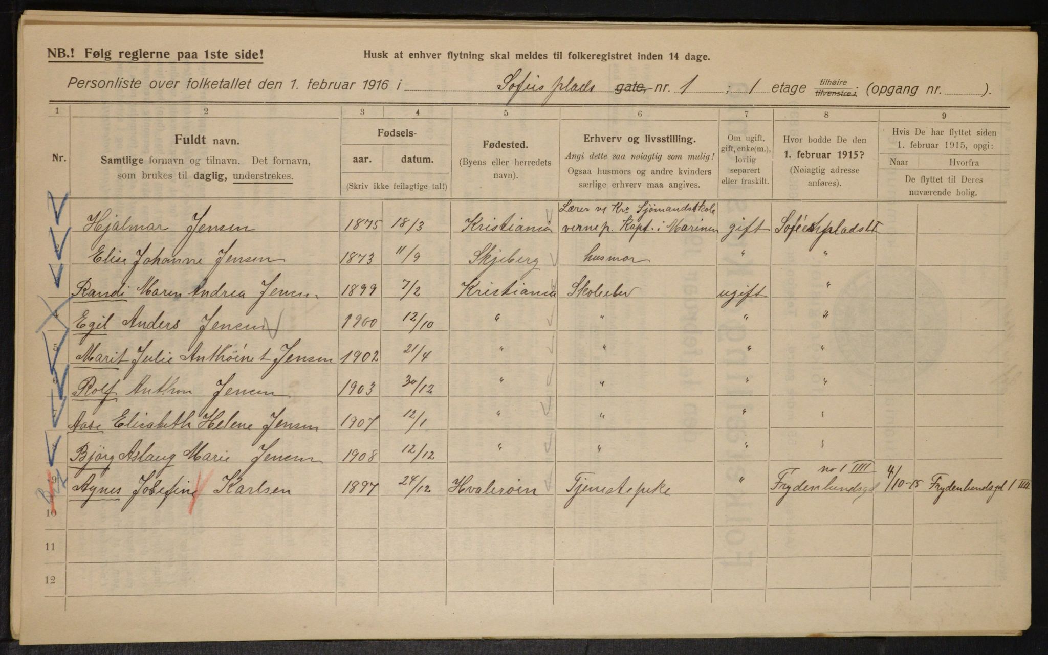 OBA, Kommunal folketelling 1.2.1916 for Kristiania, 1916, s. 101829