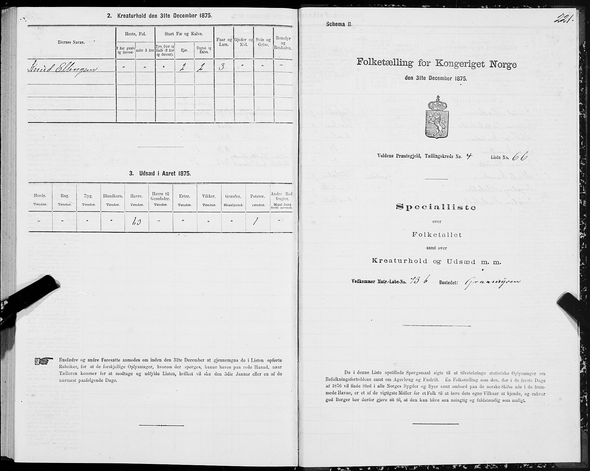 SAT, Folketelling 1875 for 1519P Volda prestegjeld, 1875, s. 3221