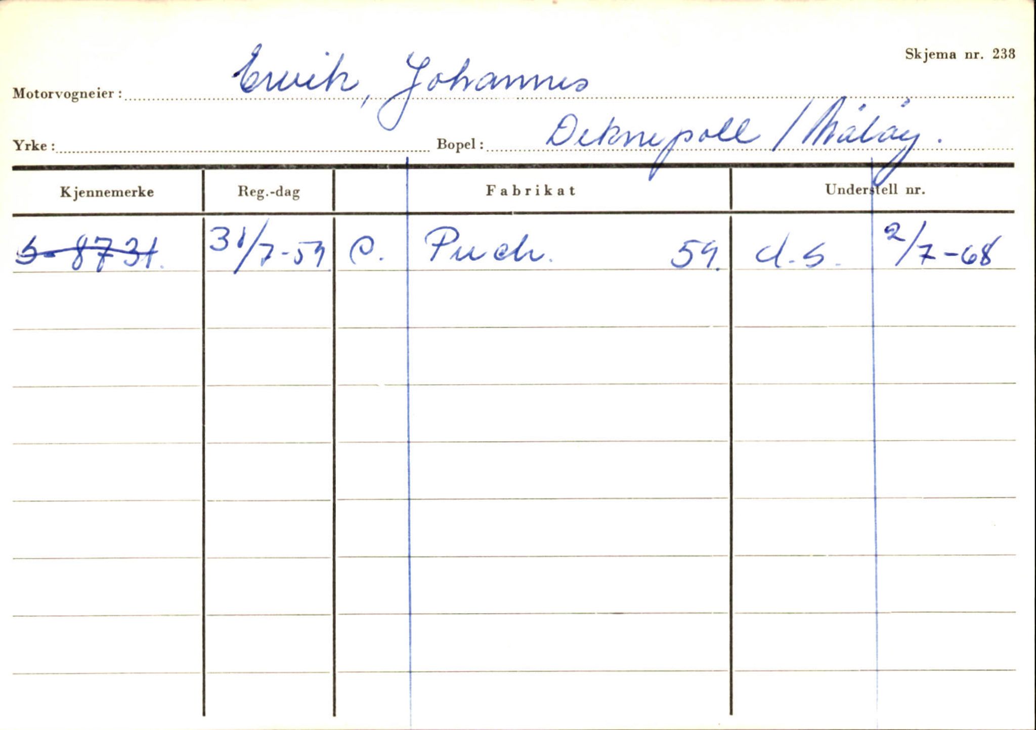 Statens vegvesen, Sogn og Fjordane vegkontor, AV/SAB-A-5301/4/F/L0144: Registerkort Vågsøy A-R, 1945-1975, s. 495