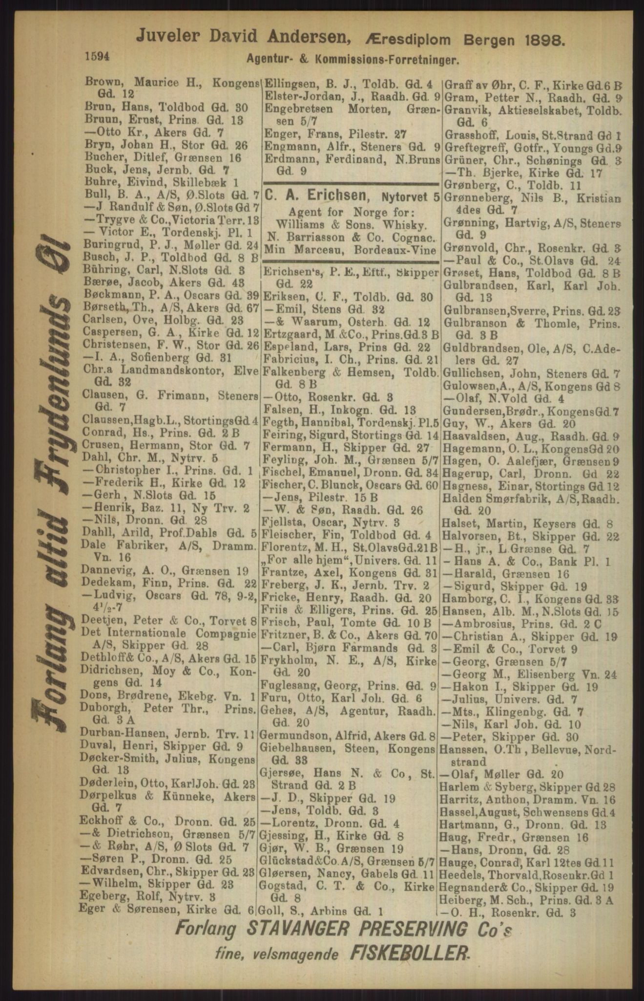 Kristiania/Oslo adressebok, PUBL/-, 1911, s. 1594