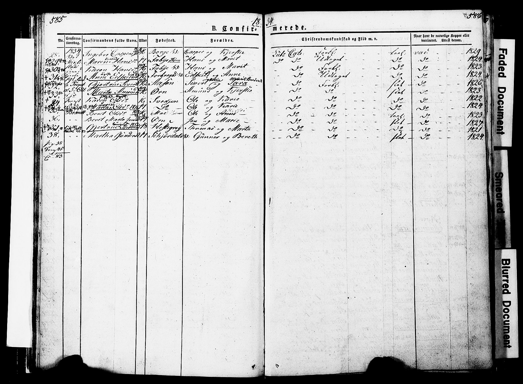 Ministerialprotokoller, klokkerbøker og fødselsregistre - Nord-Trøndelag, AV/SAT-A-1458/723/L0243: Ministerialbok nr. 723A12, 1822-1851, s. 585-586