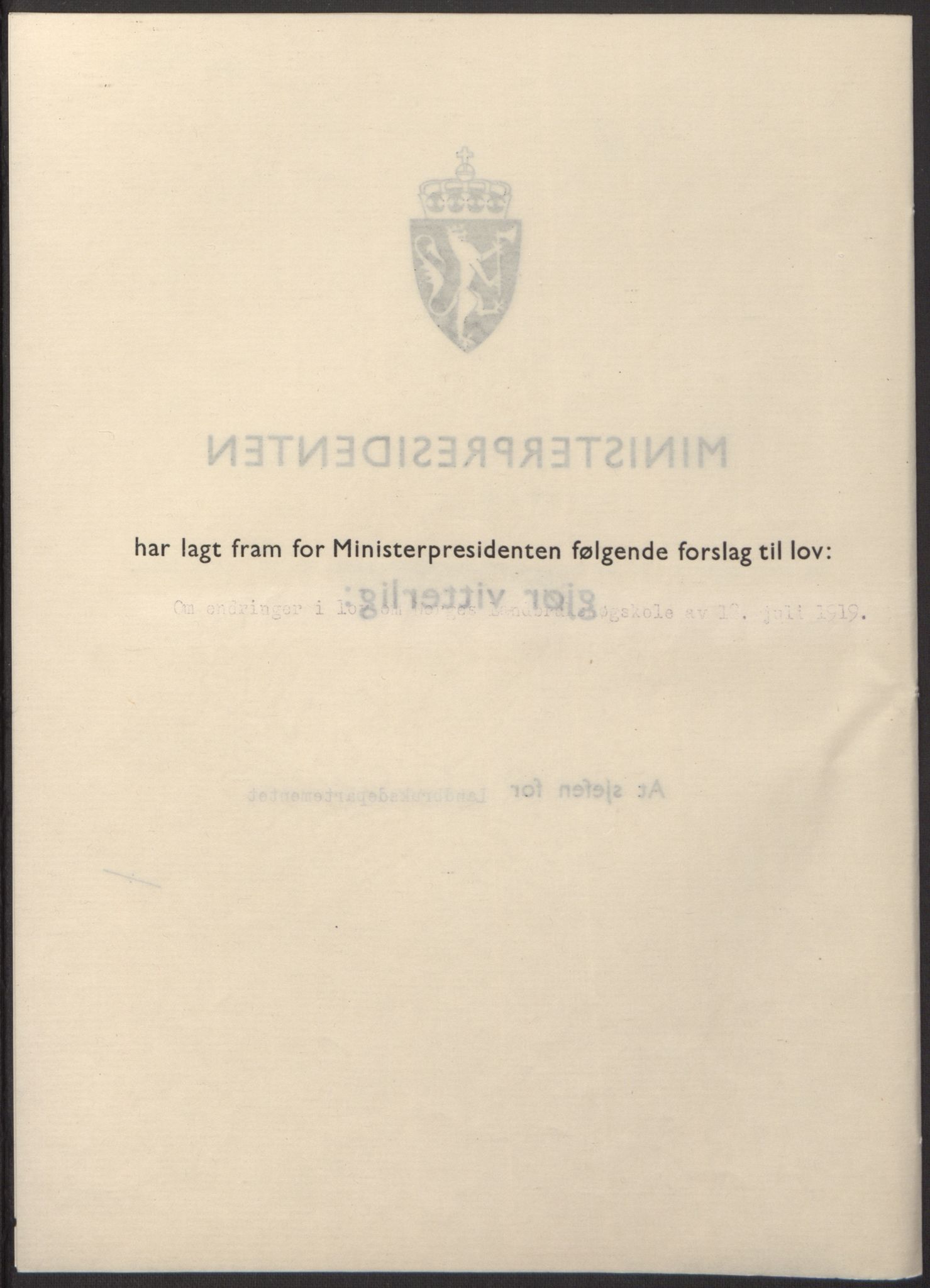 NS-administrasjonen 1940-1945 (Statsrådsekretariatet, de kommisariske statsråder mm), RA/S-4279/D/Db/L0098: Lover II, 1942, s. 29