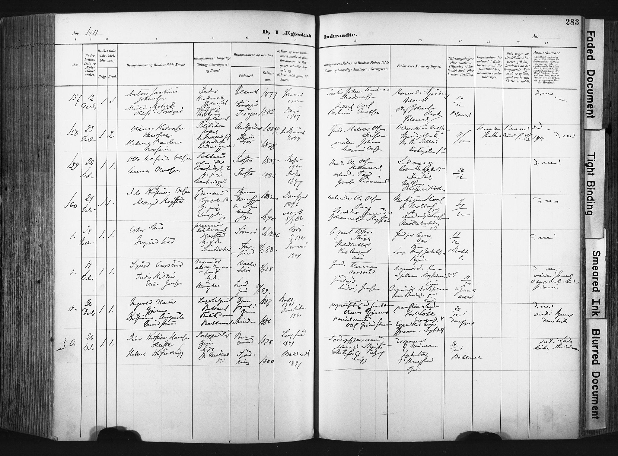 Ministerialprotokoller, klokkerbøker og fødselsregistre - Sør-Trøndelag, AV/SAT-A-1456/604/L0201: Ministerialbok nr. 604A21, 1901-1911, s. 283