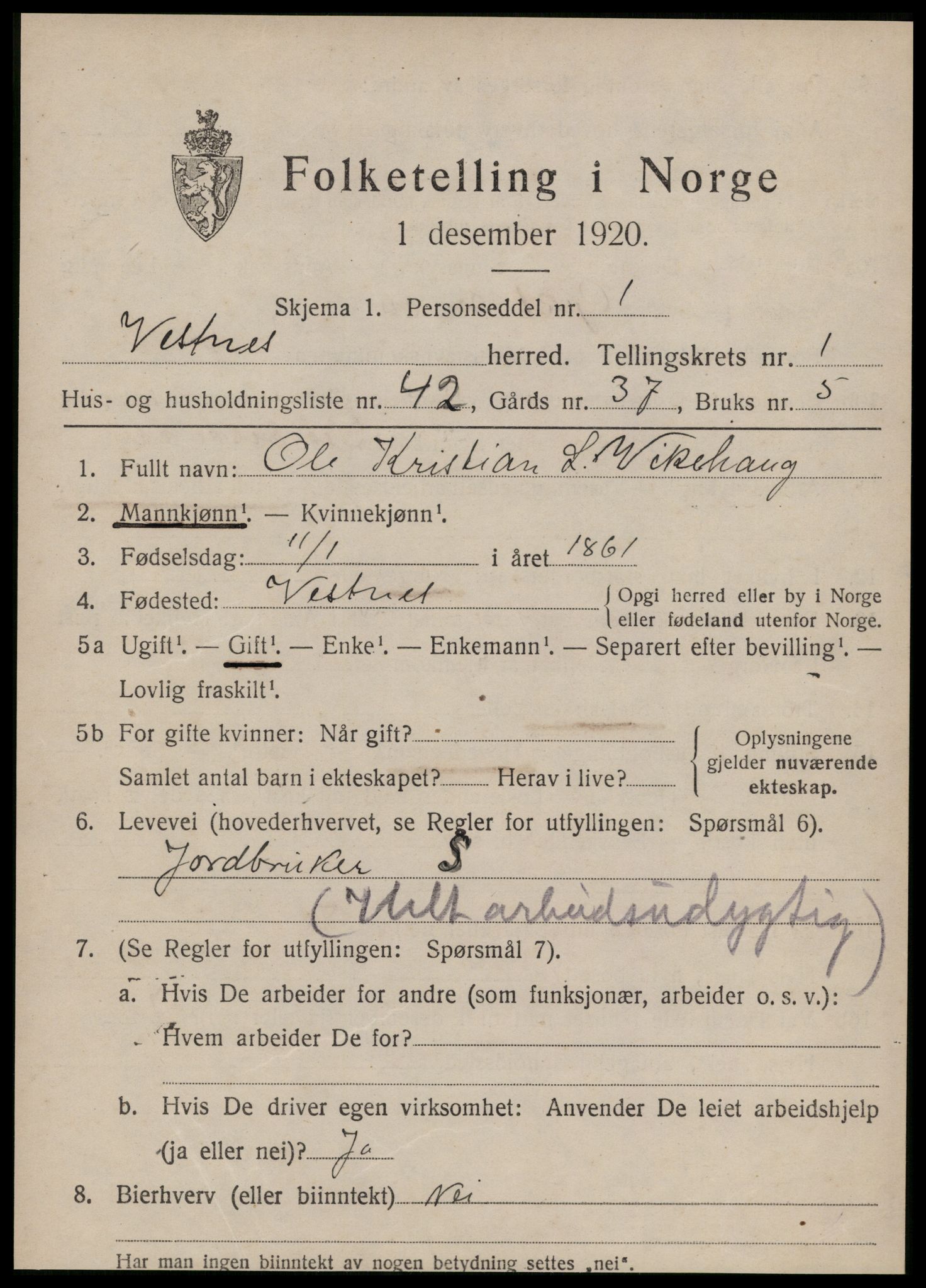 SAT, Folketelling 1920 for 1535 Vestnes herred, 1920, s. 1719