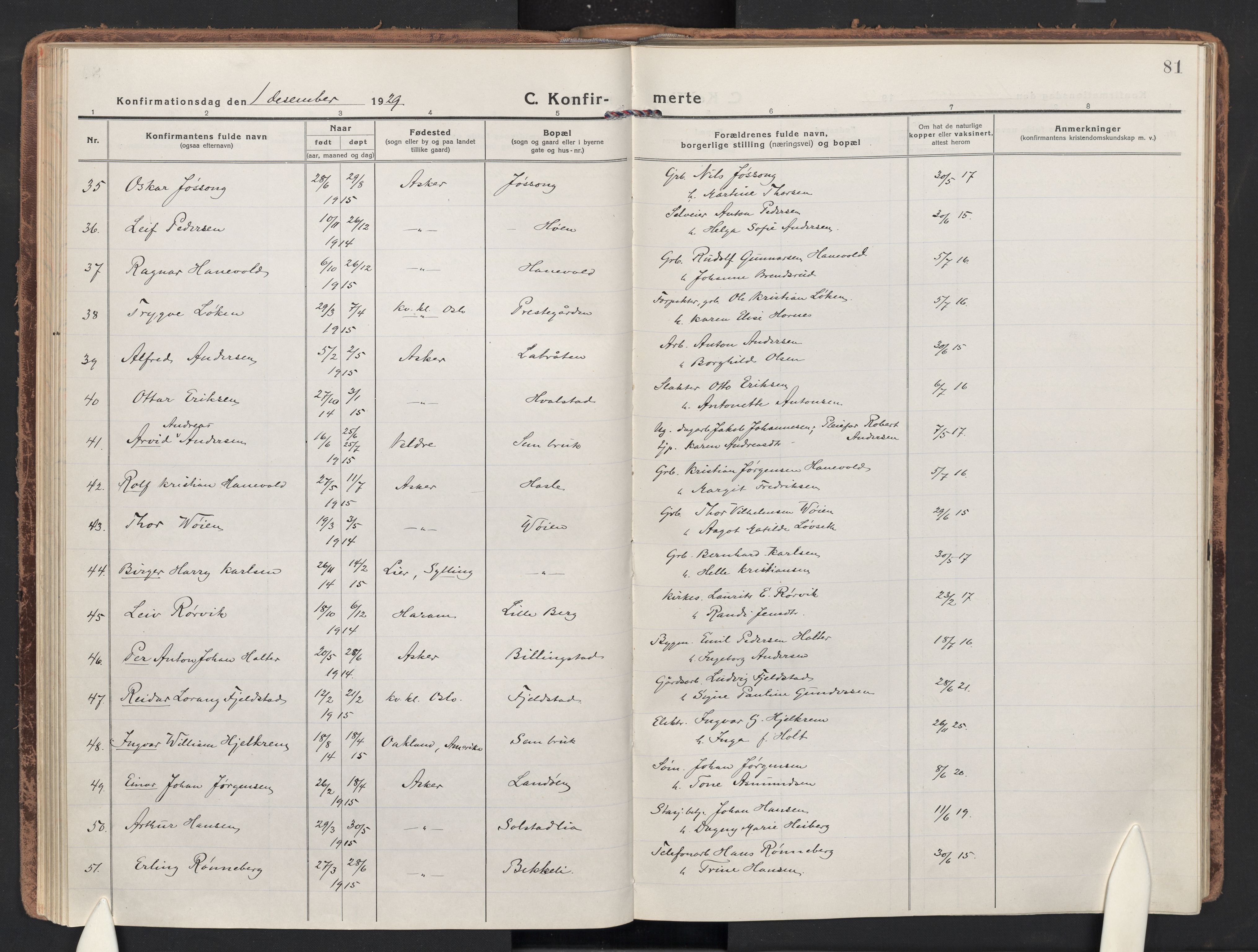 Asker prestekontor Kirkebøker, AV/SAO-A-10256a/F/Fa/L0019: Ministerialbok nr. I 19, 1918-1935, s. 81