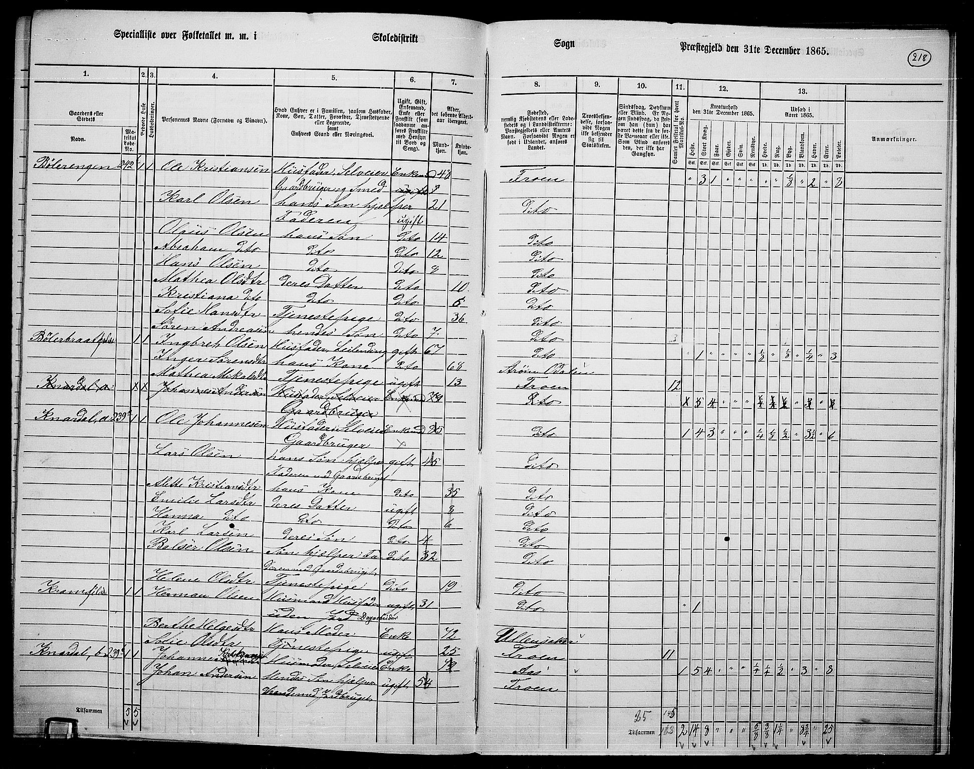 RA, Folketelling 1865 for 0215L Drøbak prestegjeld, Frogn sokn, 1865, s. 72