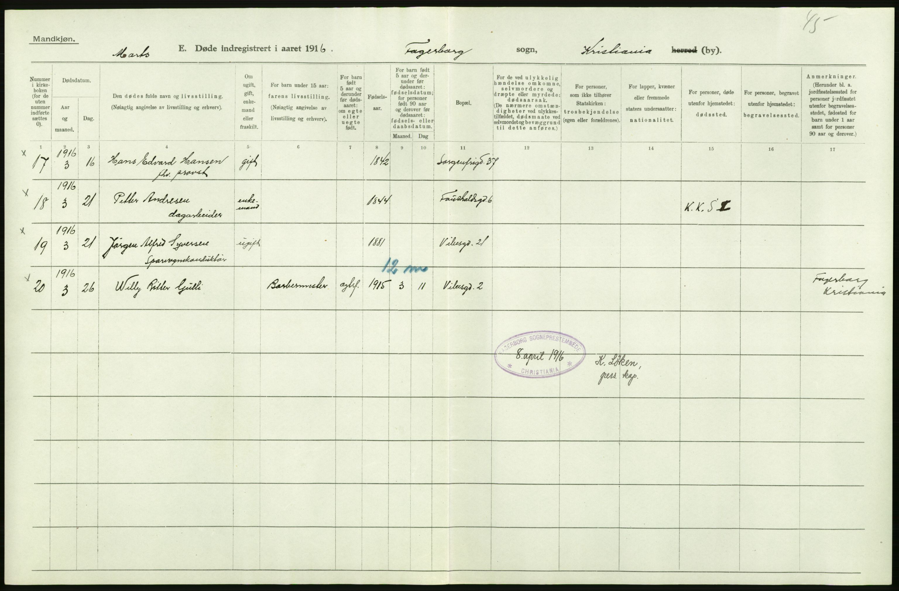 Statistisk sentralbyrå, Sosiodemografiske emner, Befolkning, AV/RA-S-2228/D/Df/Dfb/Dfbf/L0010: Kristiania: Døde, dødfødte., 1916, s. 370