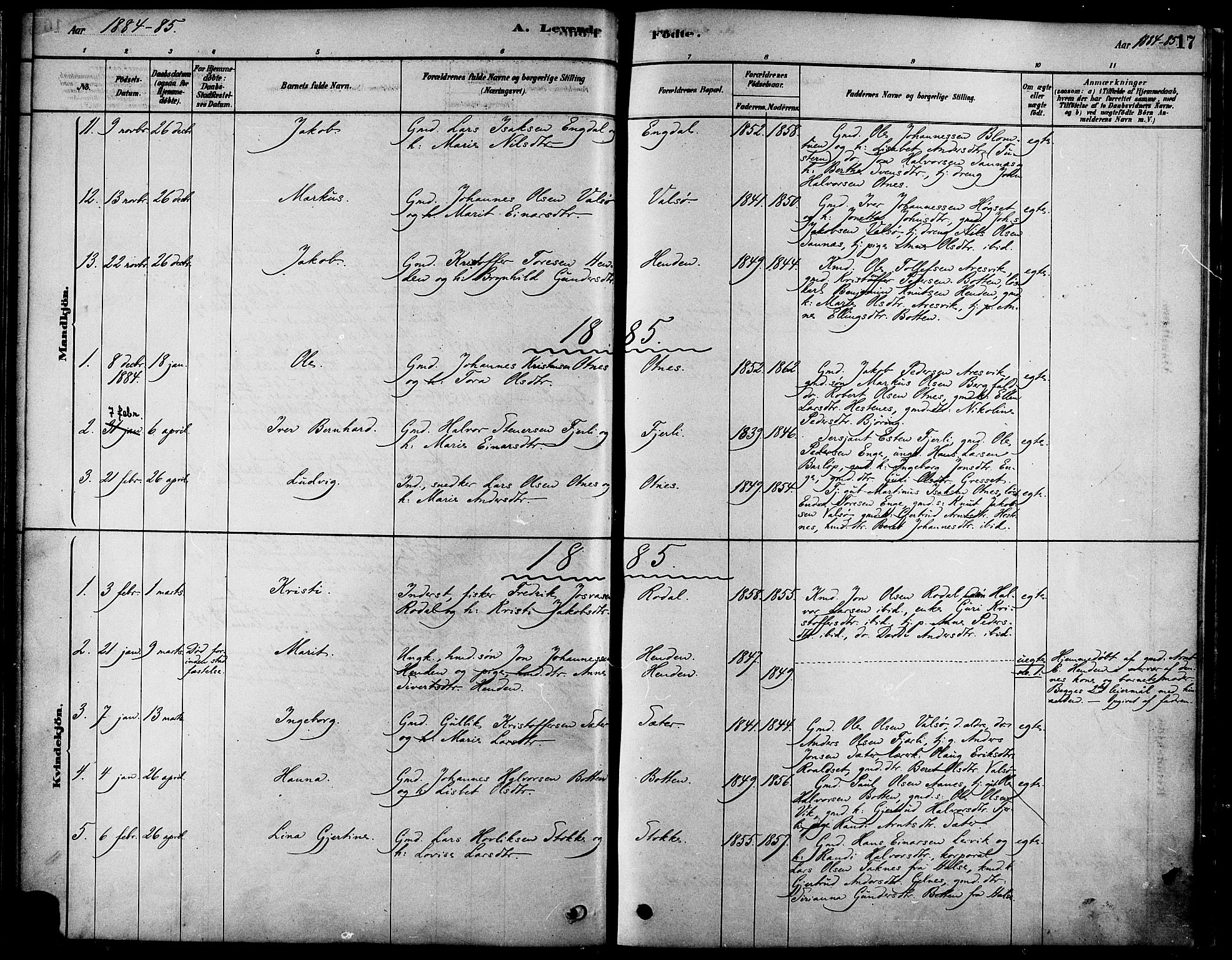Ministerialprotokoller, klokkerbøker og fødselsregistre - Møre og Romsdal, SAT/A-1454/580/L0924: Ministerialbok nr. 580A01, 1878-1887, s. 17